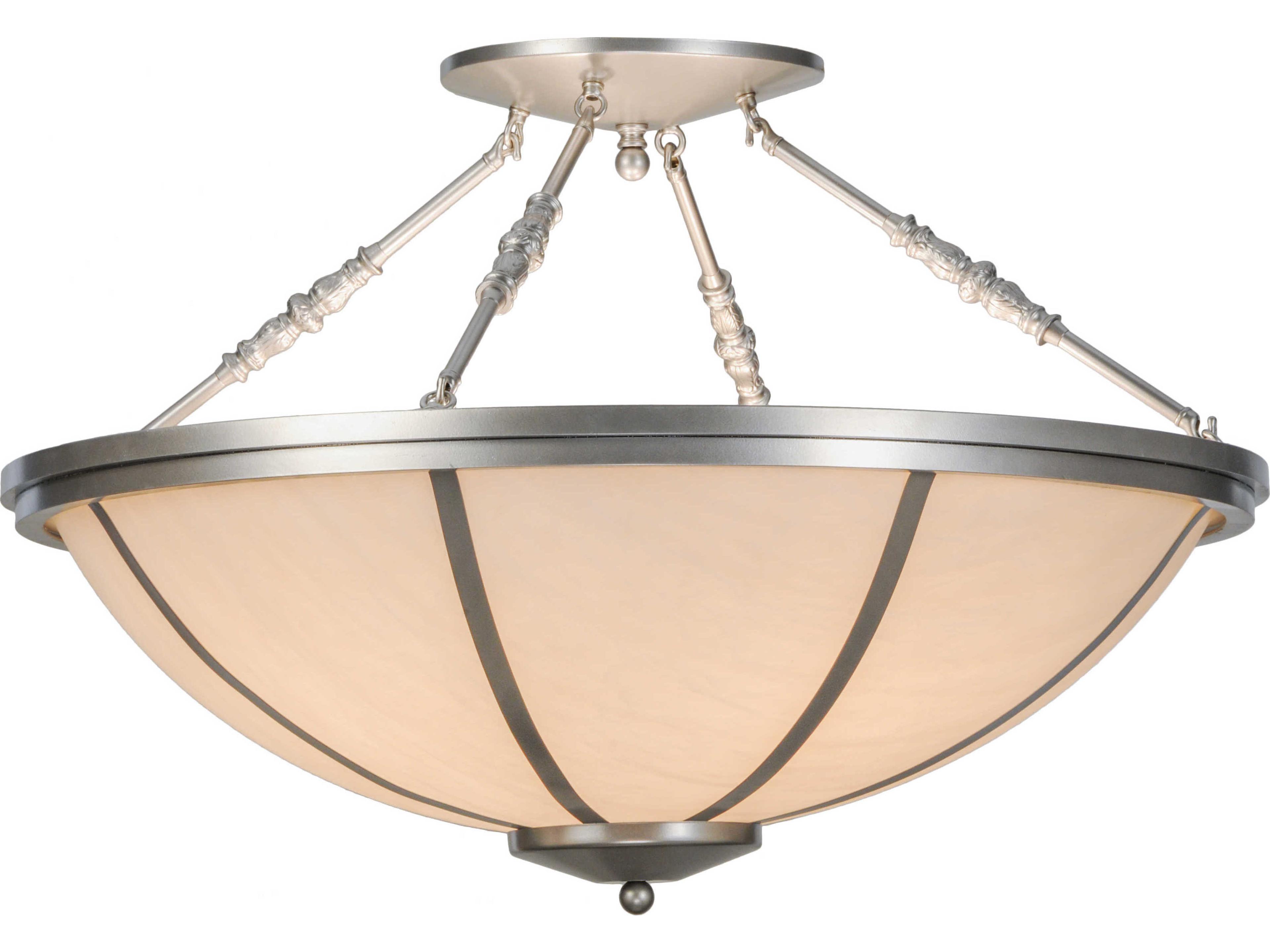 Meyda Lodge 4-Light Nickel Bowl Semi Flush Mount