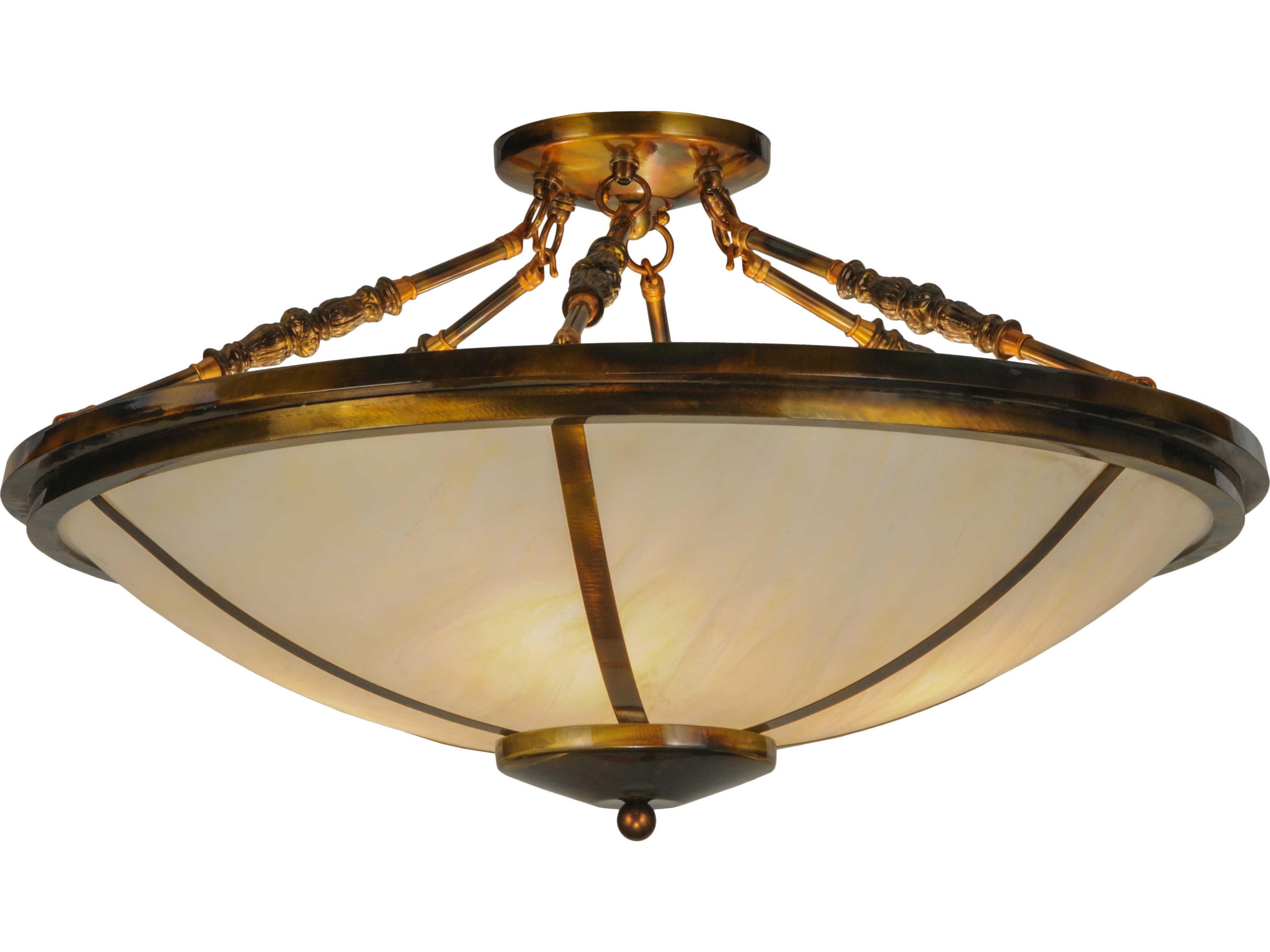 Meyda Lodge 4-Light Gold Bowl Semi Flush Mount