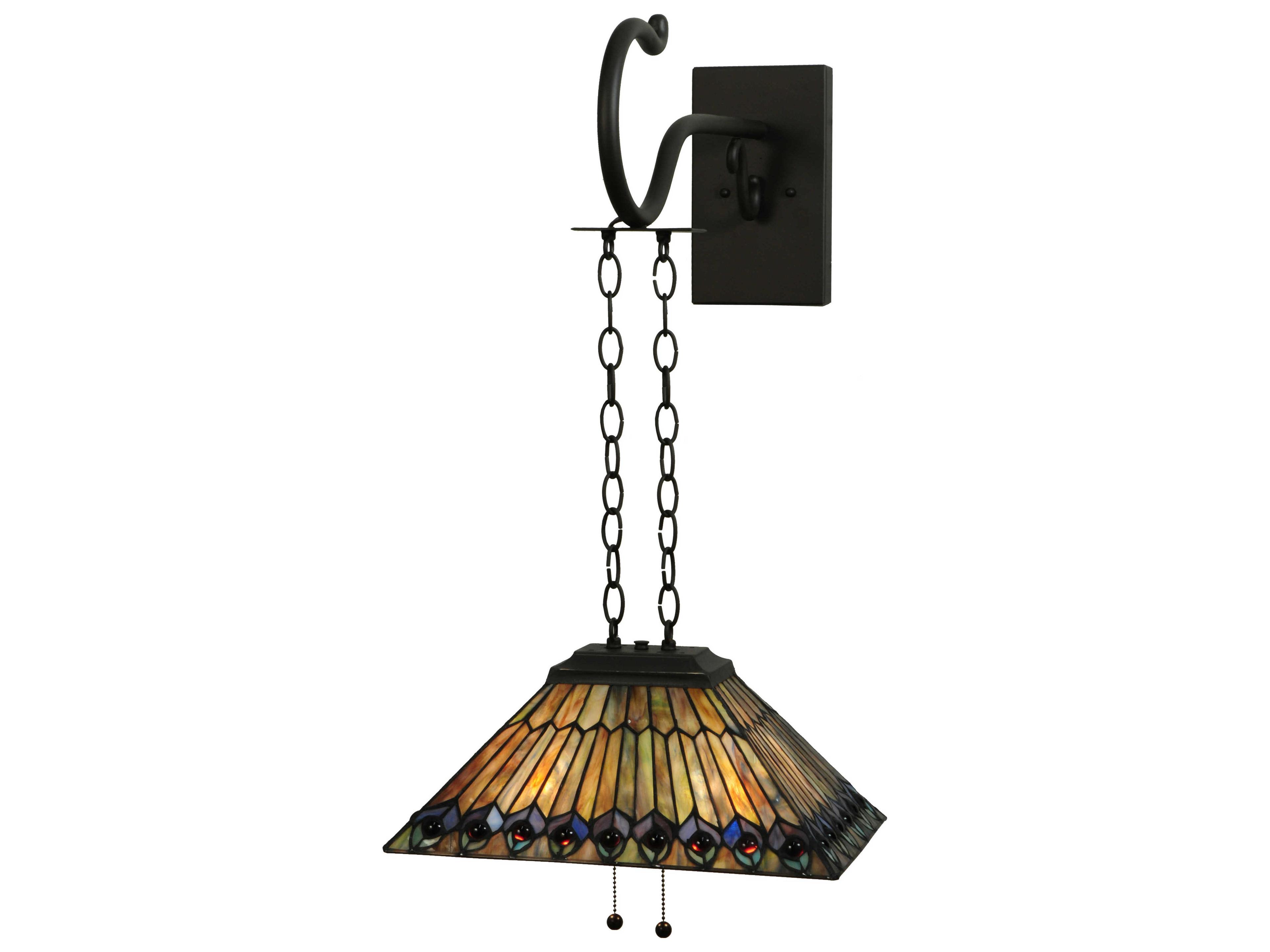 Meyda Tiffany Jeweled Peacock 2-Light Brown Wall Sconce