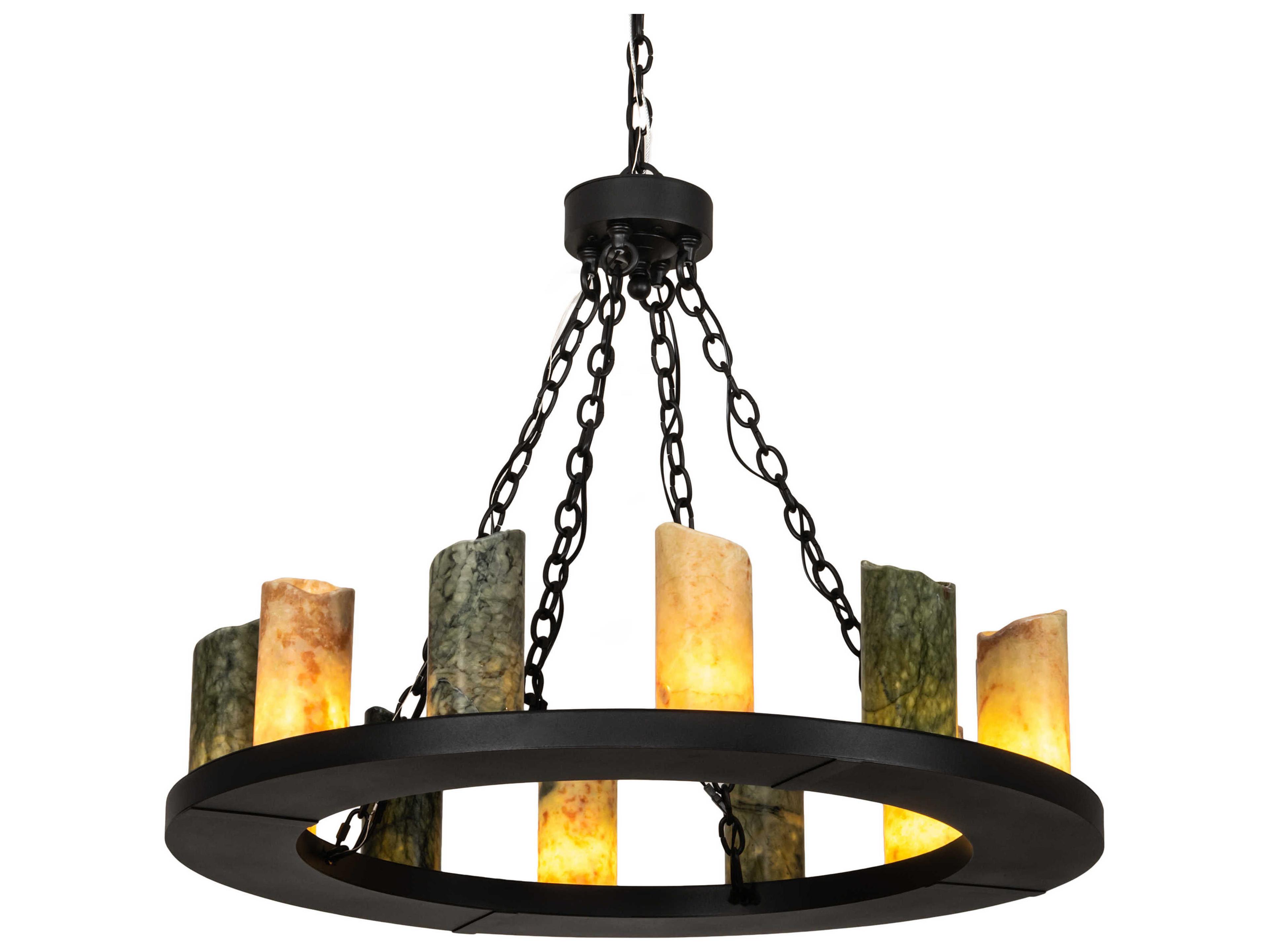 Meyda Loxley 12-Light Wrought Iron Black Cylinder Round Chandelier