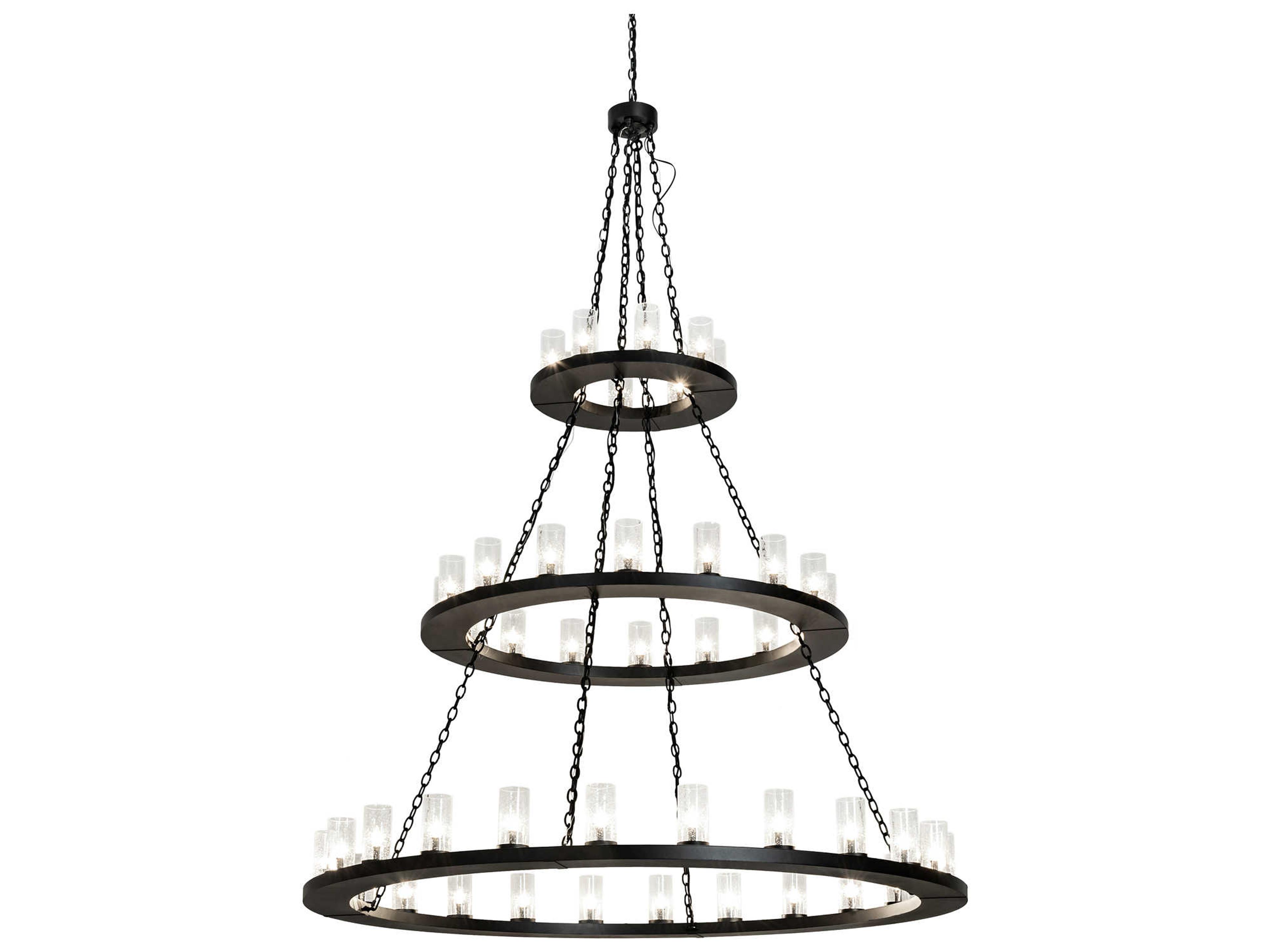 Meyda Loxley 48-Light Black Glass Cylinder Tiered Chandelier