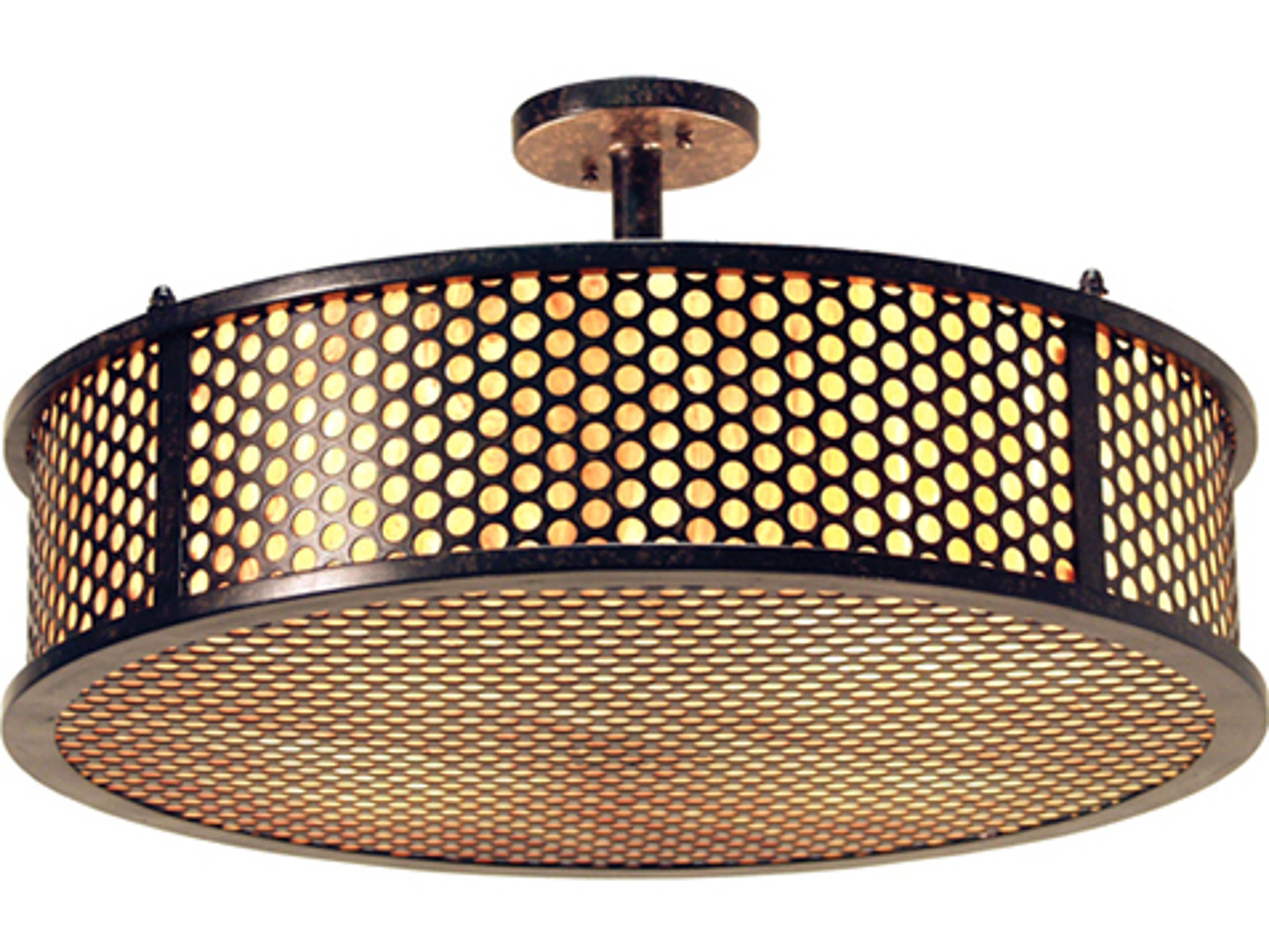 Meyda Luciano 4-Light Warm Chestnut Brown Drum Semi Flush Mount