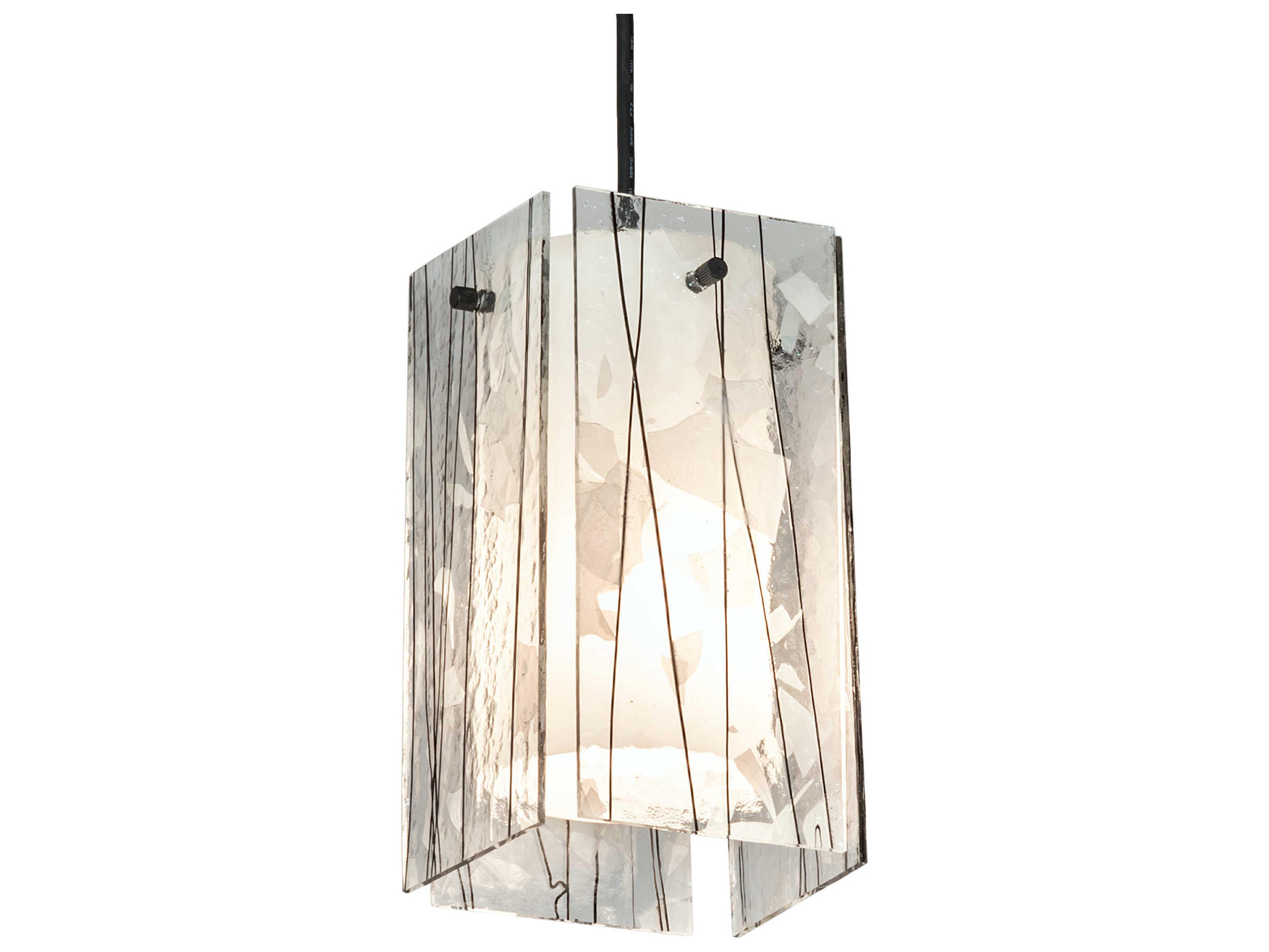 Meyda Metro Fusion 1-Light Textured Black Glass Cylinder Geometric Mini Pendant