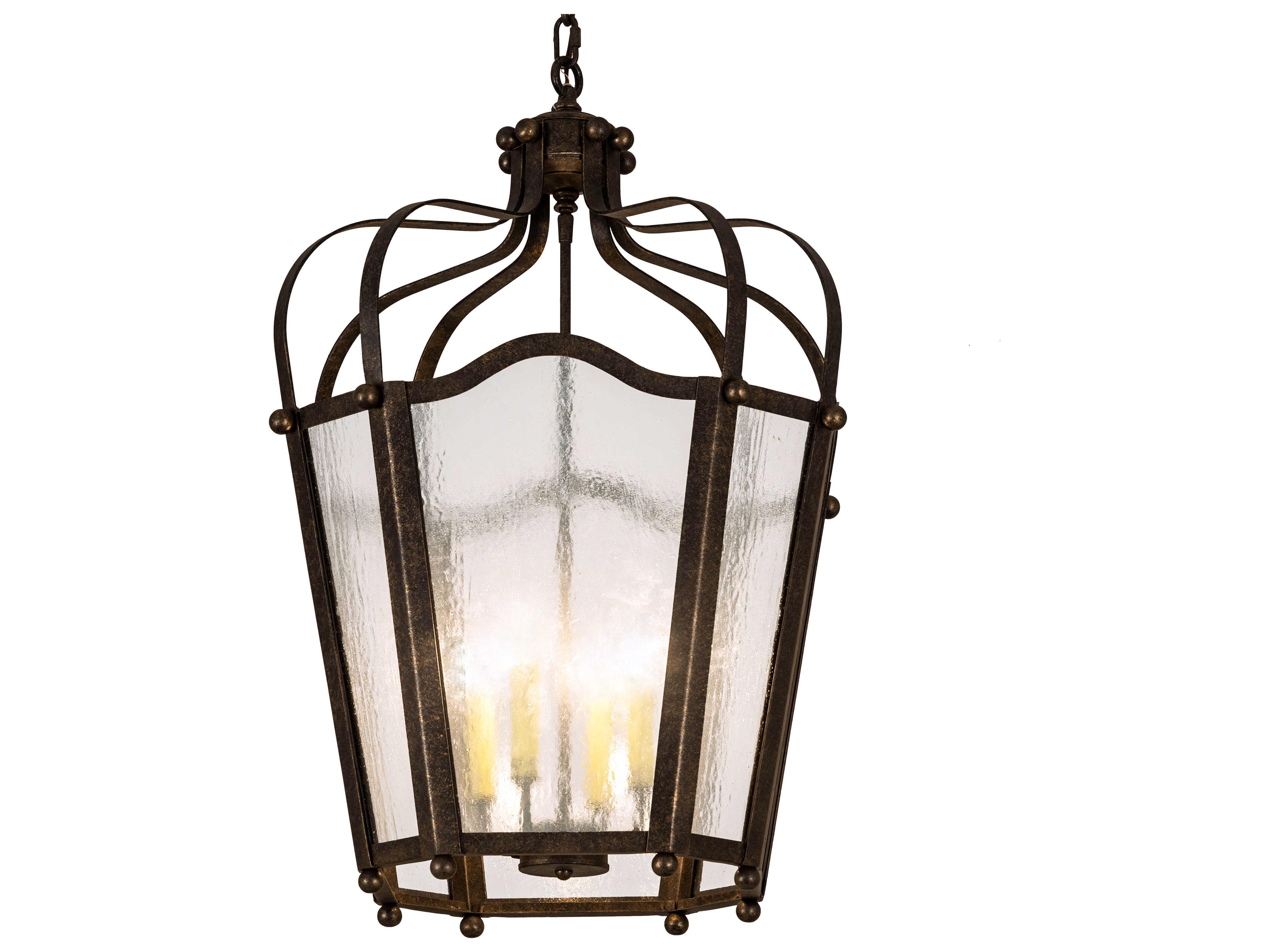 Meyda Citadel 4-Light Bronze Glass Candelabra Chandelier