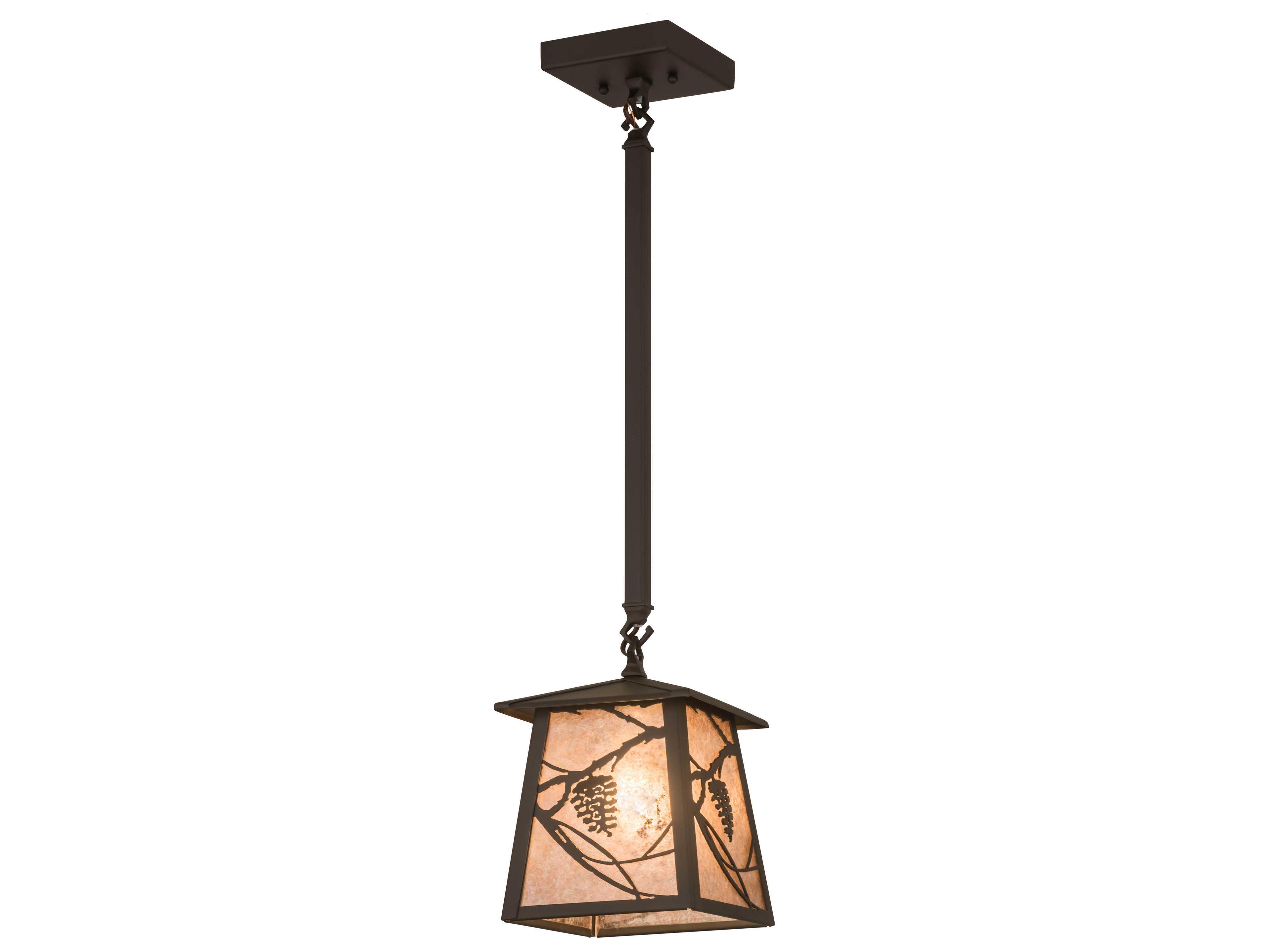 Meyda Whispering Pines 1-Light Bronze Glass Mini Pendant