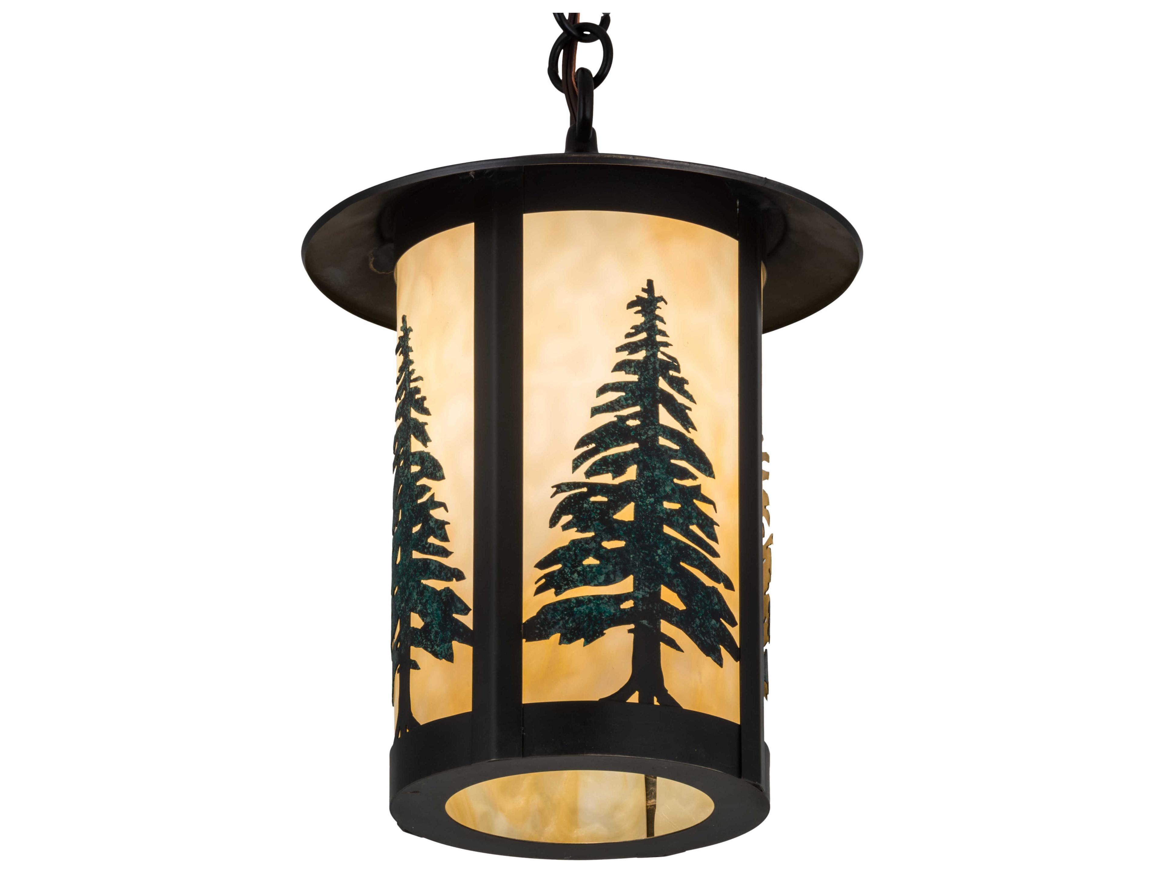 Meyda Fulton Tall Pines 1-Light Brown Glass Cylinder Mini Pendant