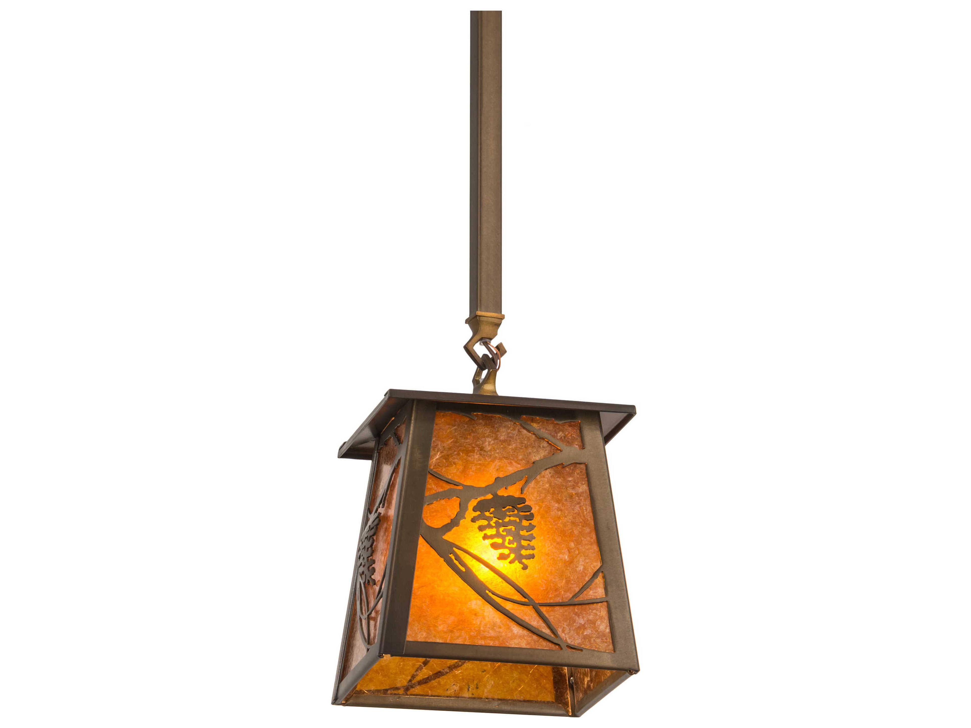 Meyda Whispering Pines 1-Light Copper Glass Mini Pendant