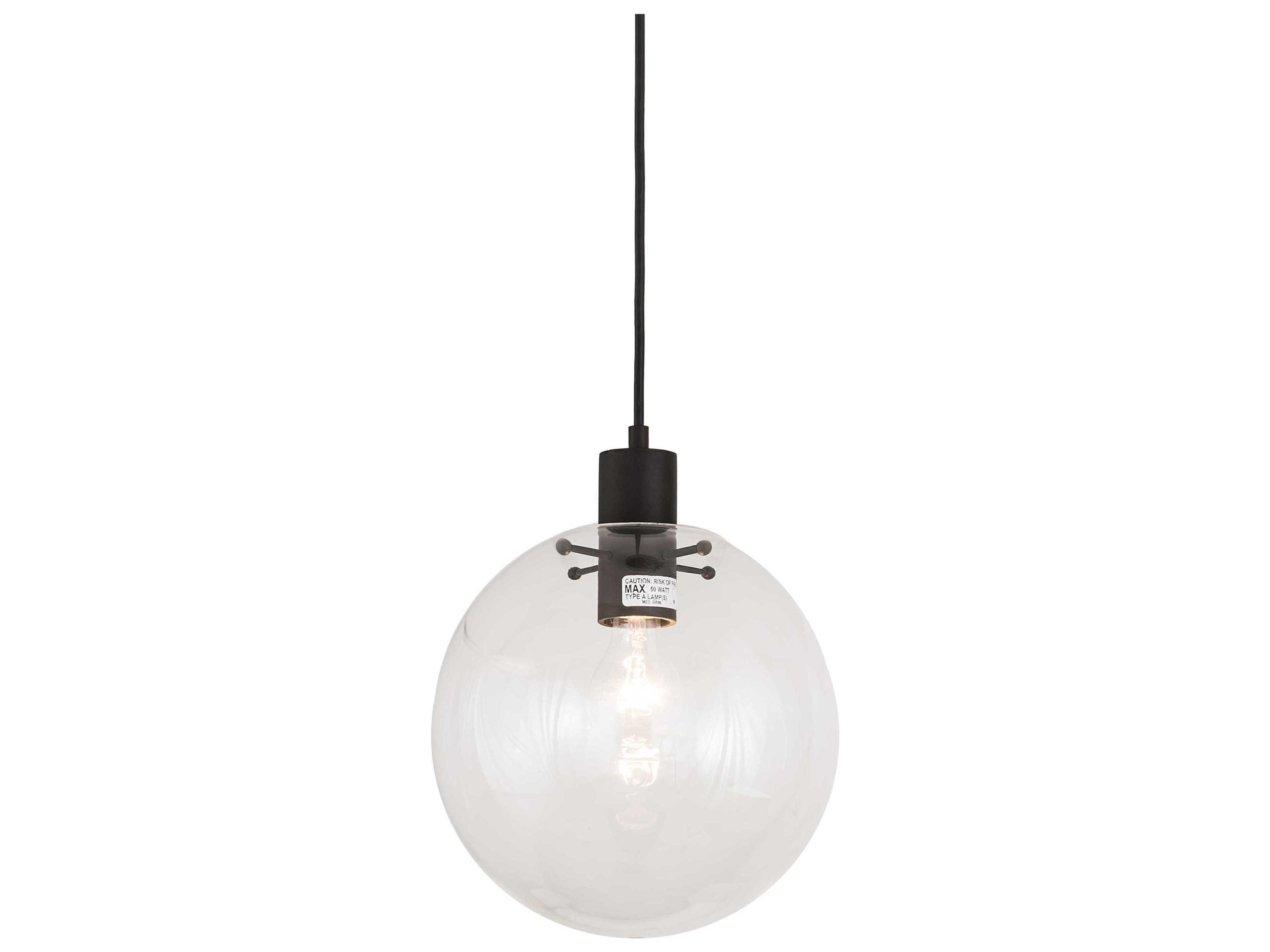 Meyda Bola 1-Light Black Glass Globe Mini Pendant
