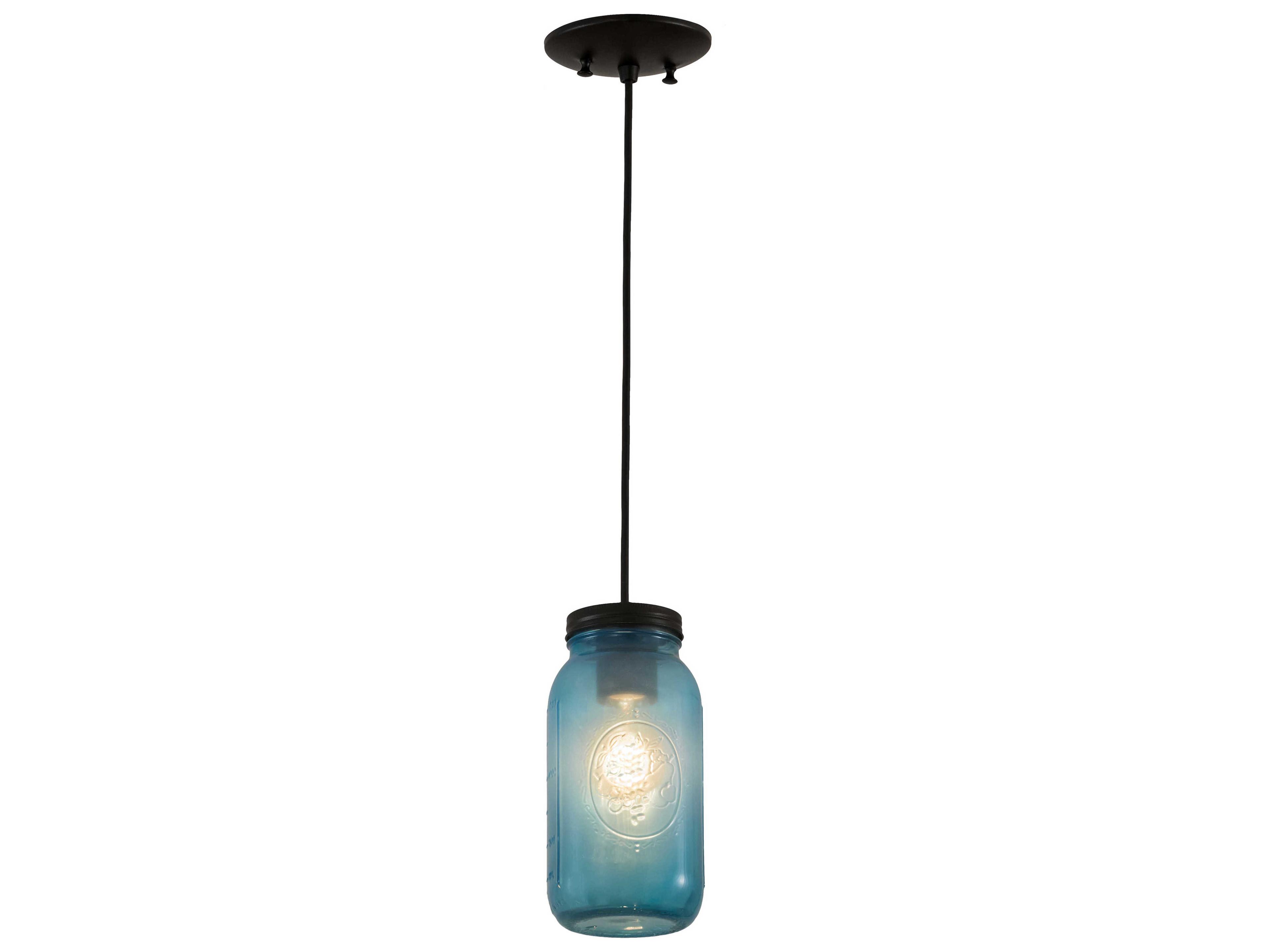 Meyda Mason Jar 1-Light Black Glass Cylinder Mini Pendant