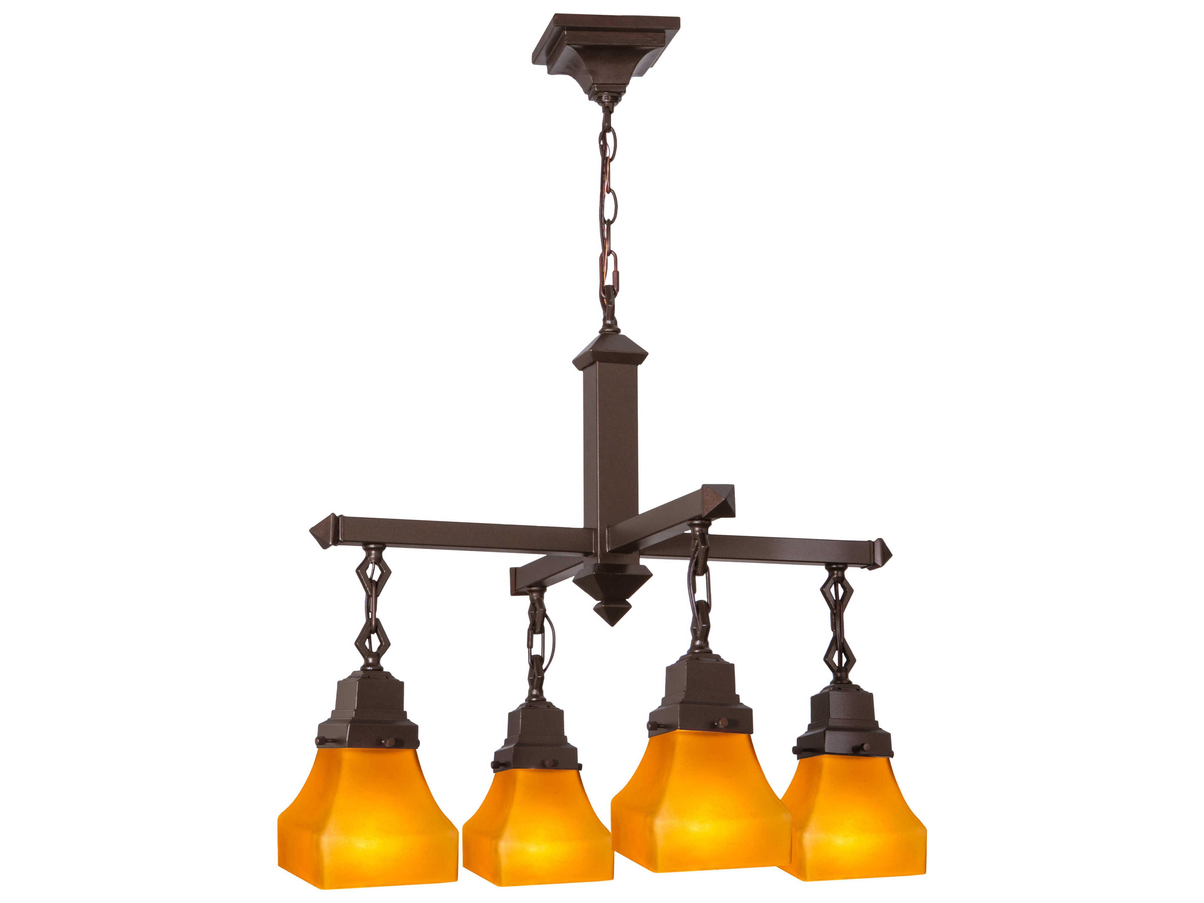 Meyda Mission 4-Light Bronze Glass Chandelier
