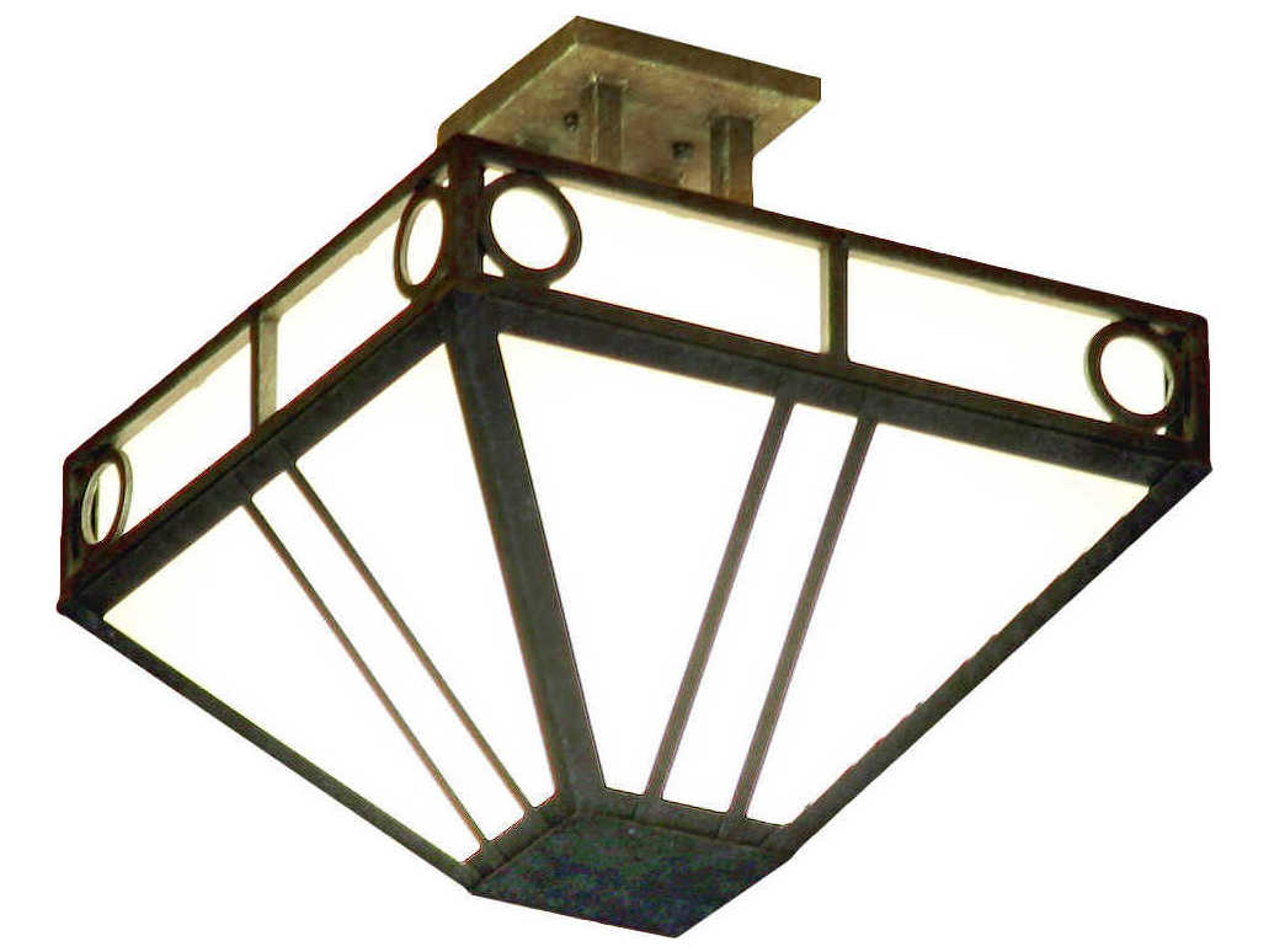 Meyda Mission 4-Light White Gold Geometric Semi Flush Mount