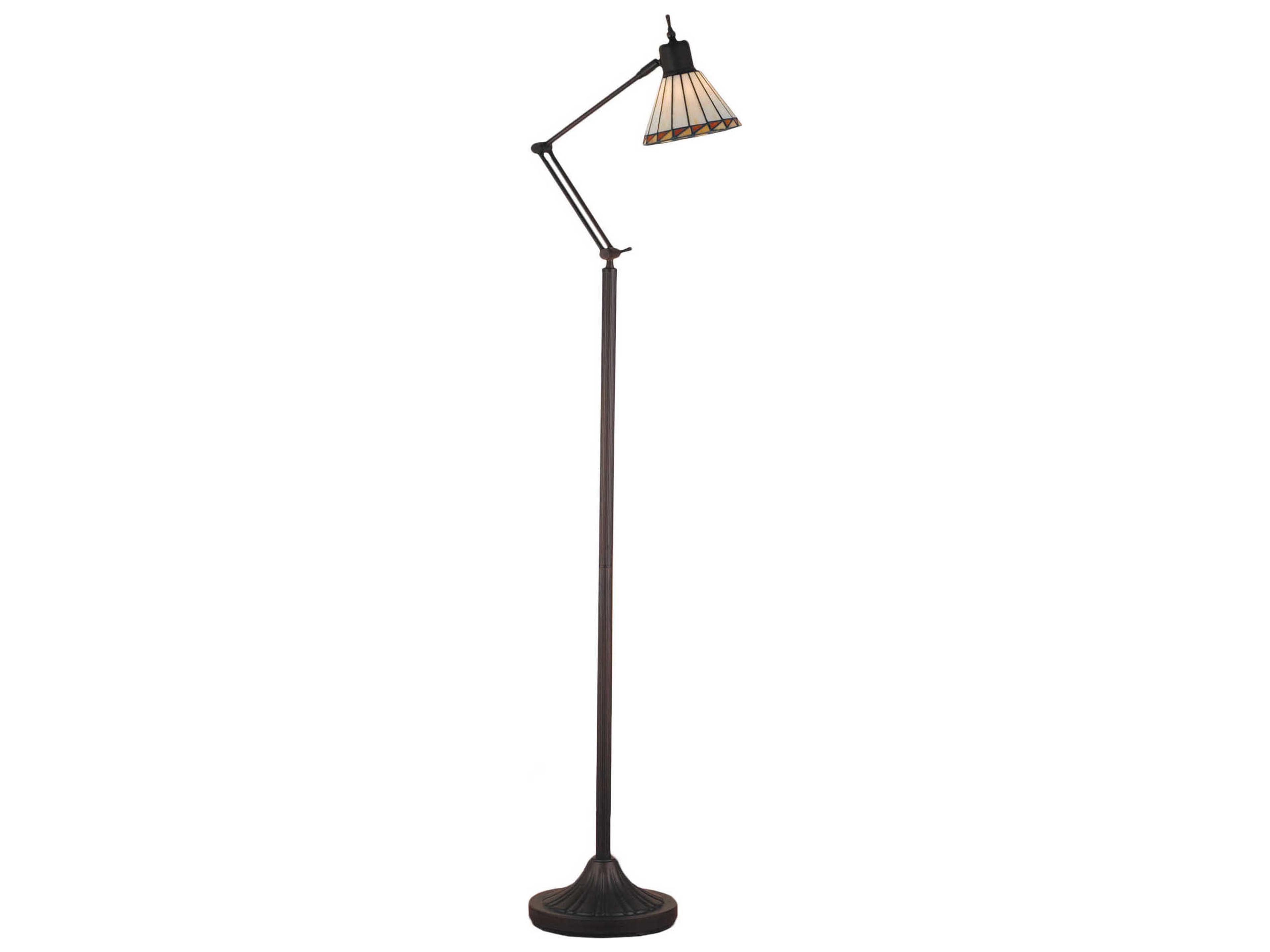 Meyda Prairie Mission Adjustable Beige Brown Tiffany Floor Lamp