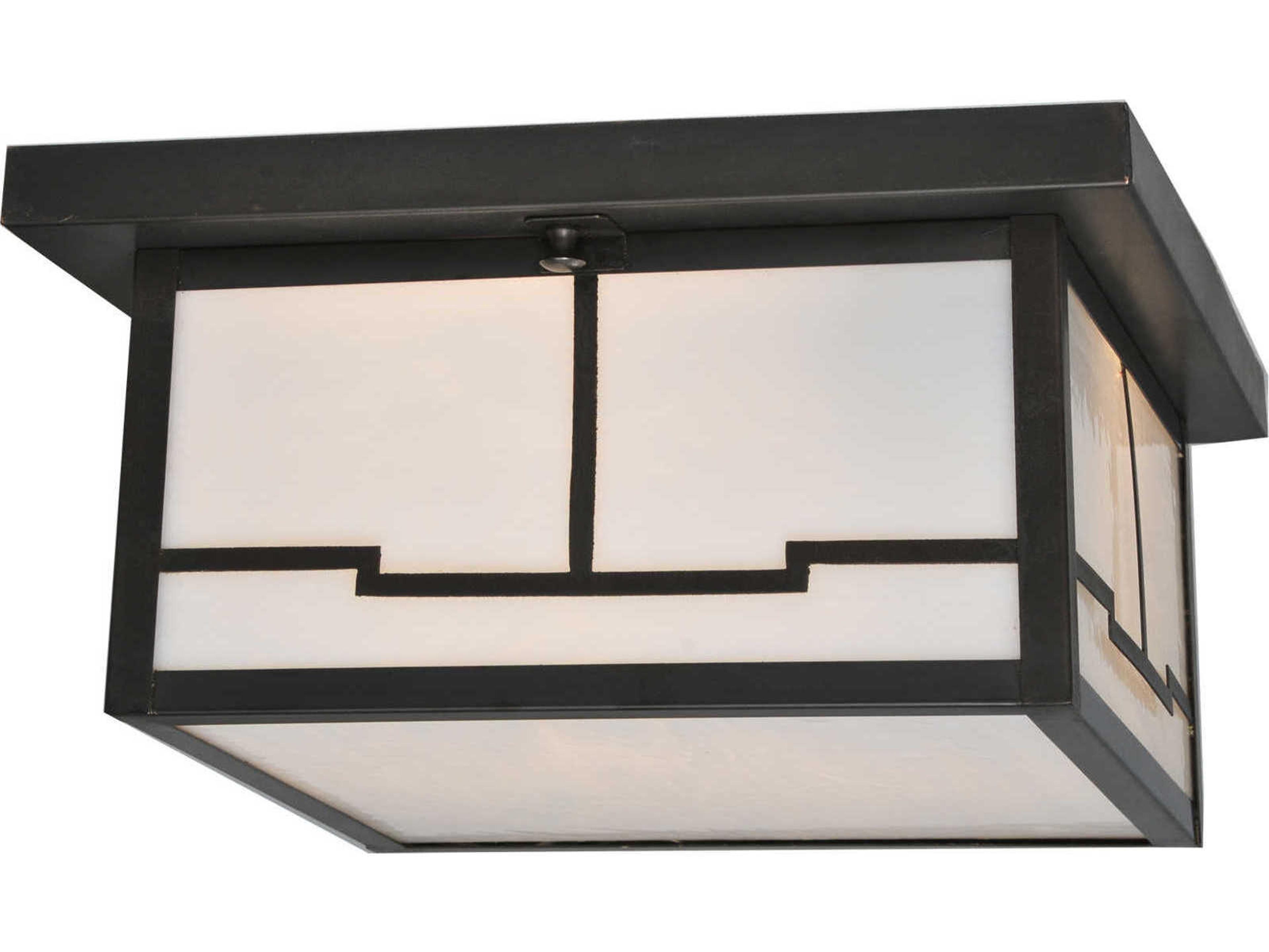 Meyda Mission 2-Light Brown Geometric Flush Mount