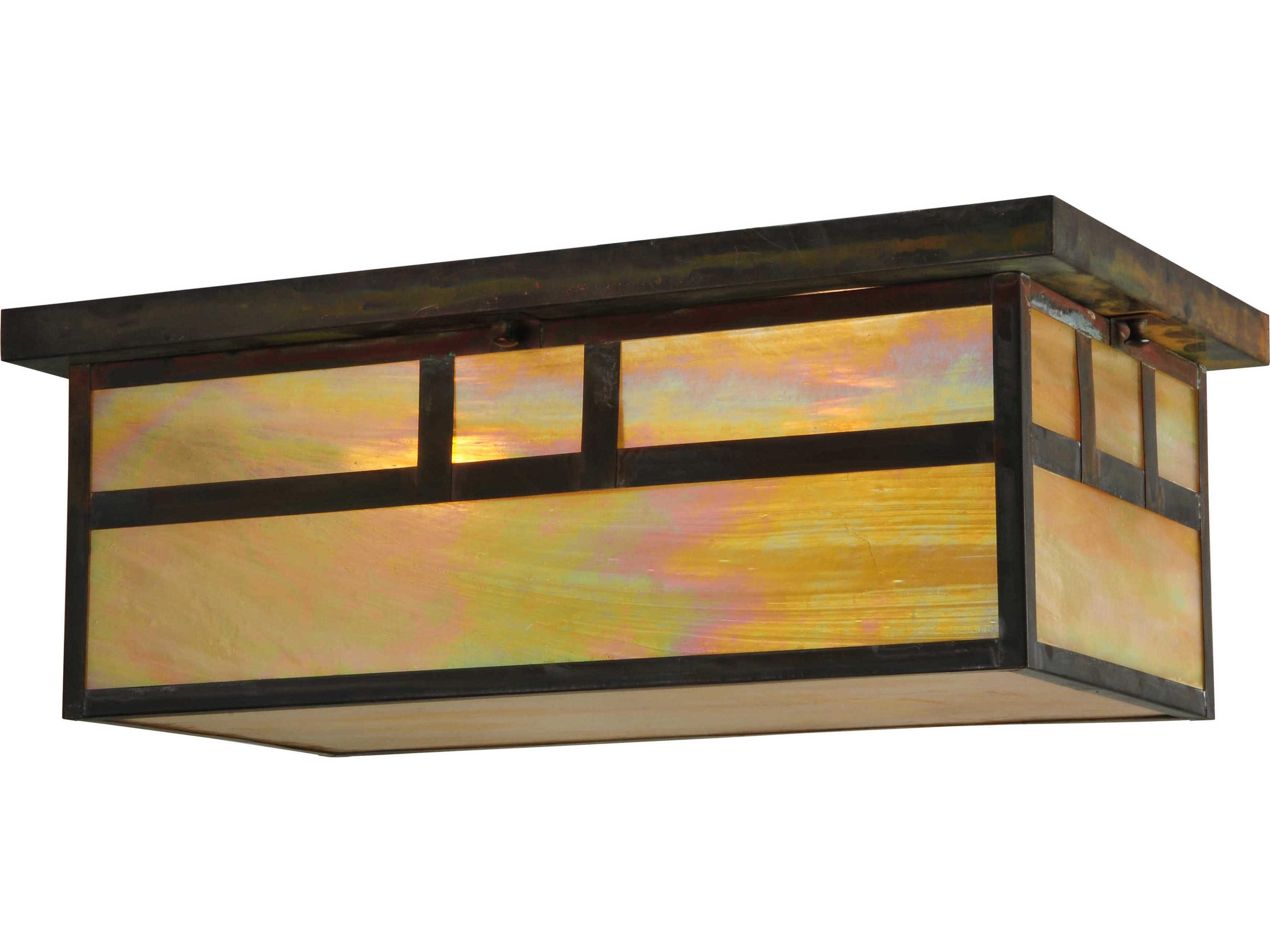 Meyda Mission 2-Light Brown Geometric Flush Mount