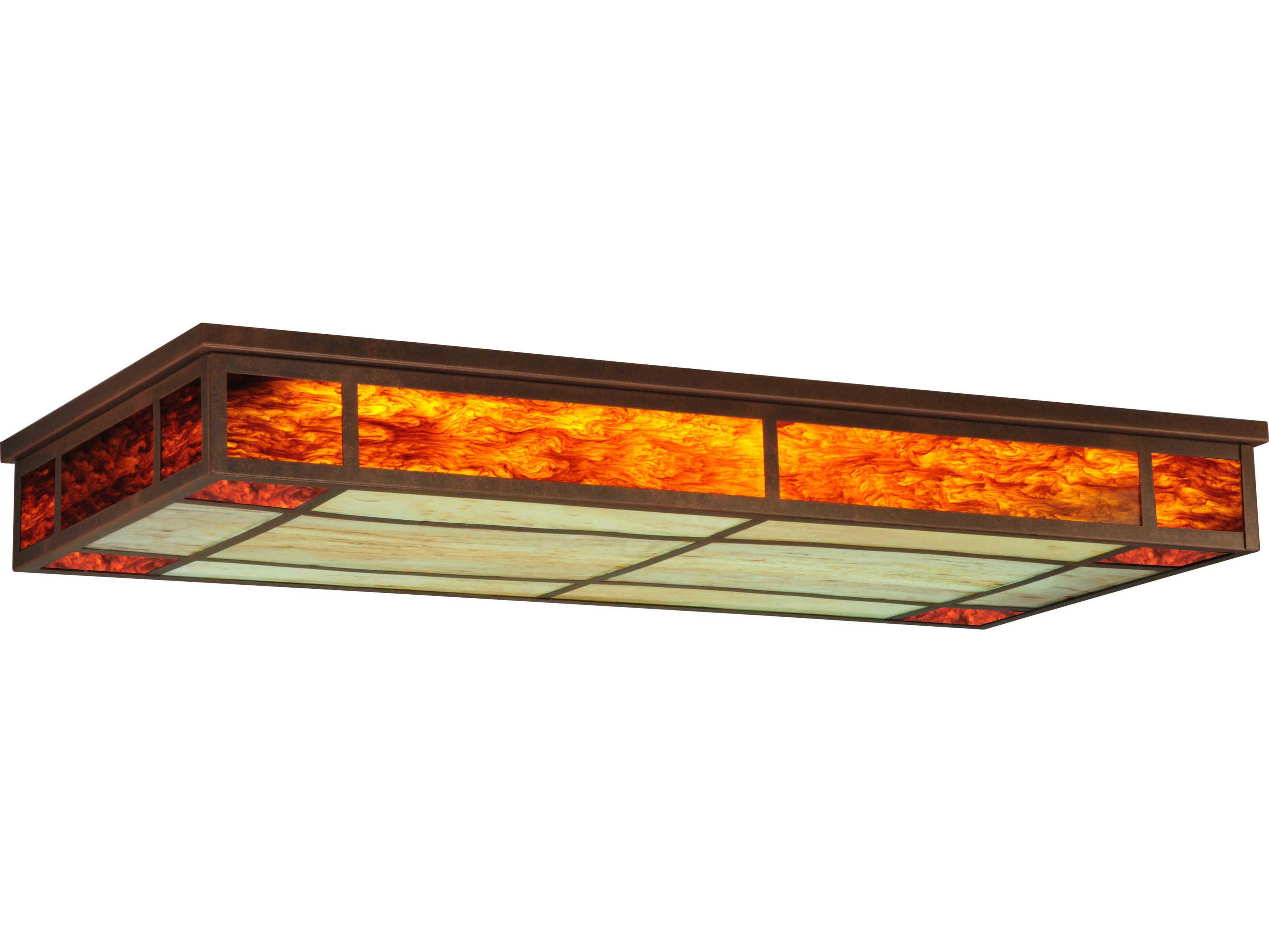 Meyda Mission 3-Light Red Geometric Linear Flush Mount