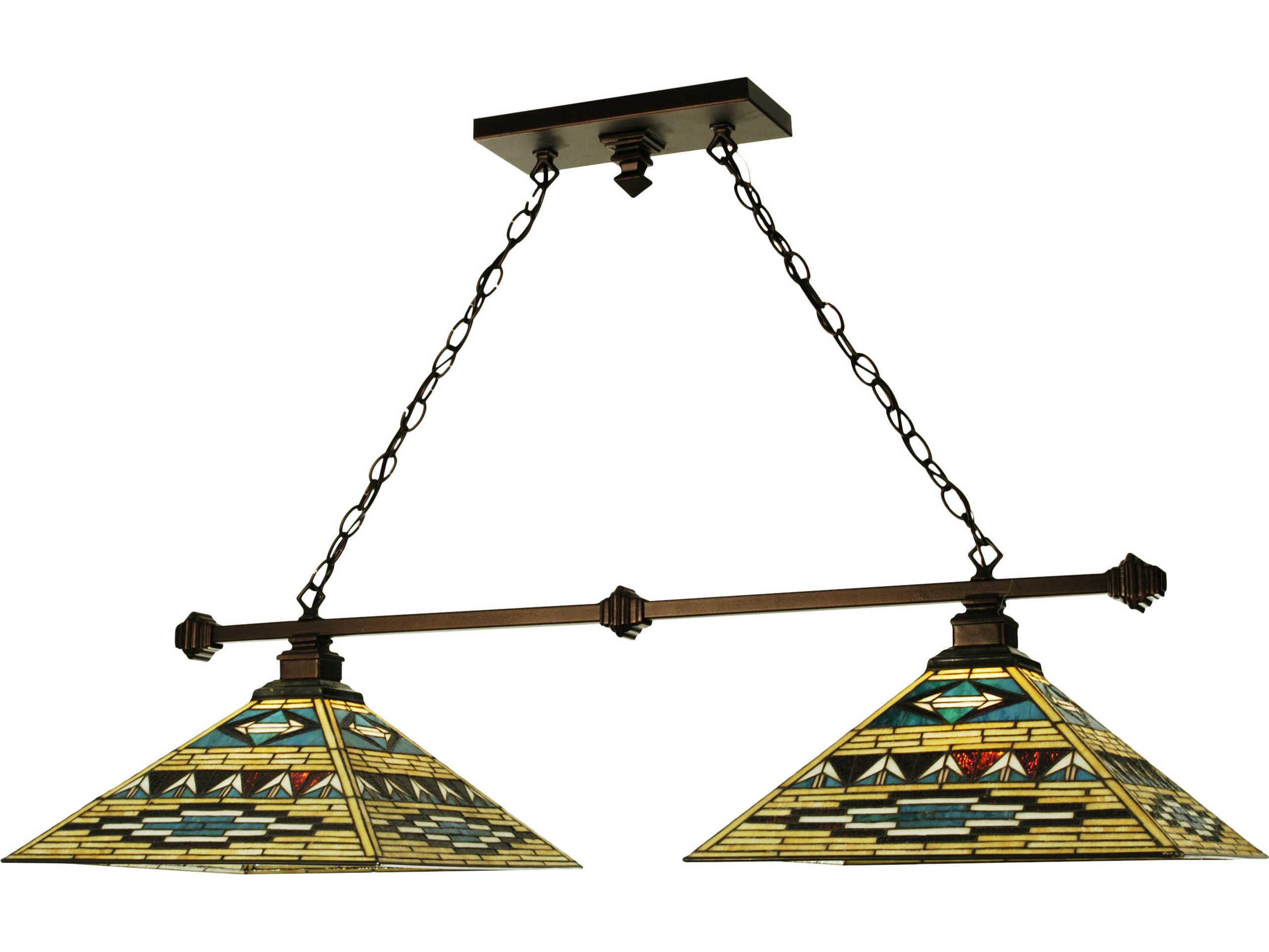 Meyda Valencia 2-Light Yellow Tiffany Geometric Island Pendant