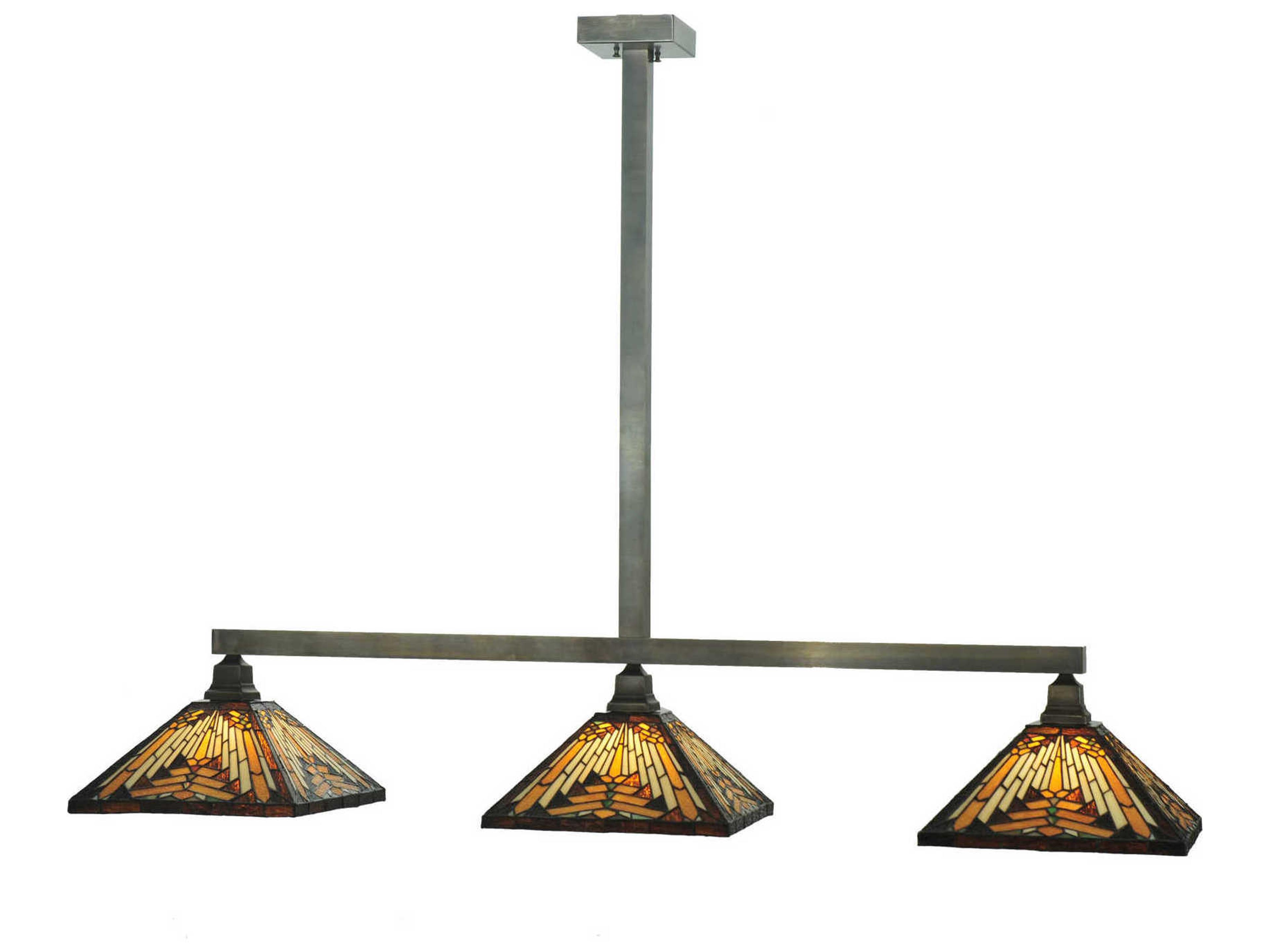 Meyda Nuevo Mission 3-Light Bronze Tiffany Lantern Island Pendant