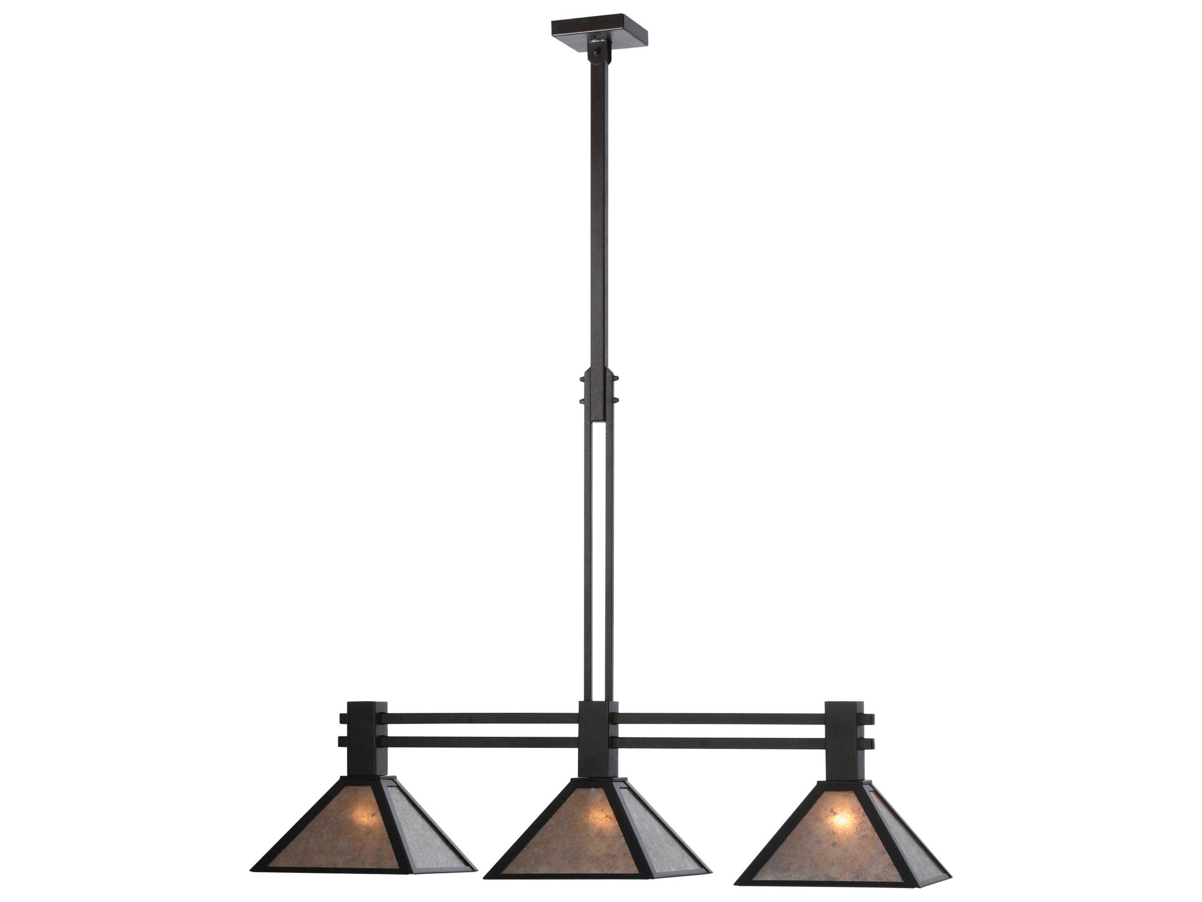 Meyda Mission 3-Light Black Geometric Island Pendant