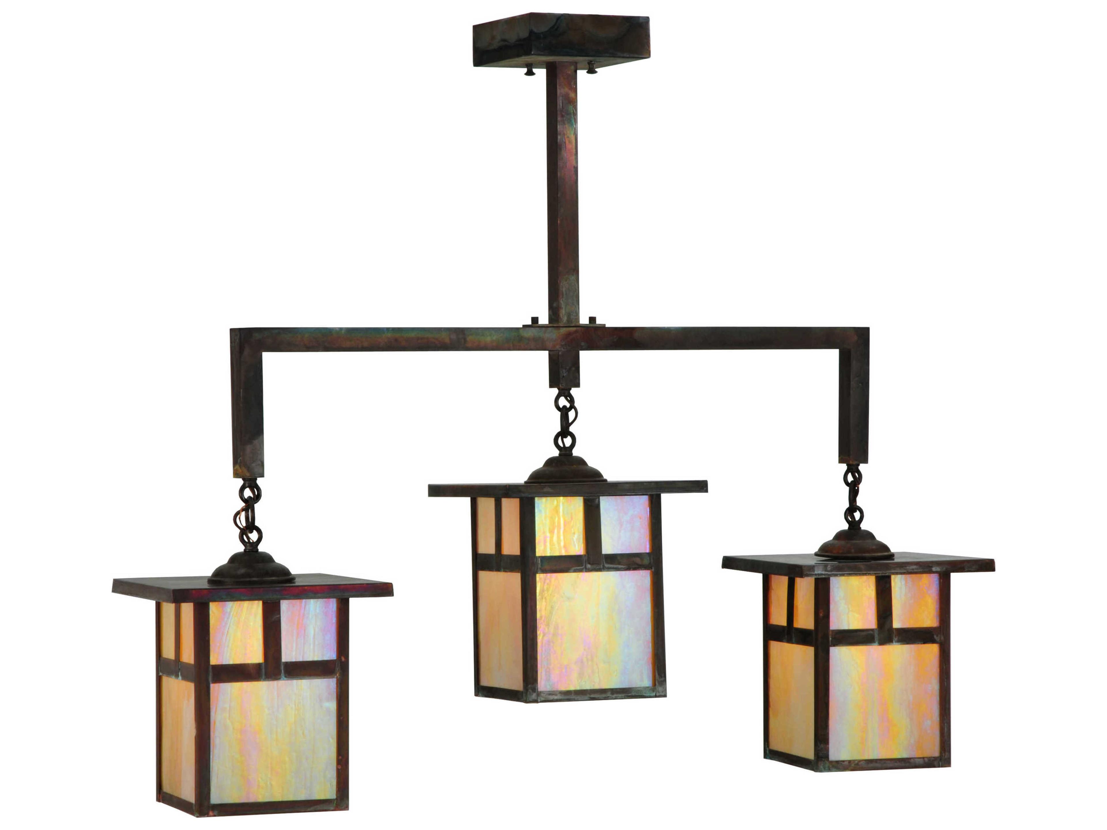 Meyda Mission 3-Light Brown Geometric Lantern Island Pendant