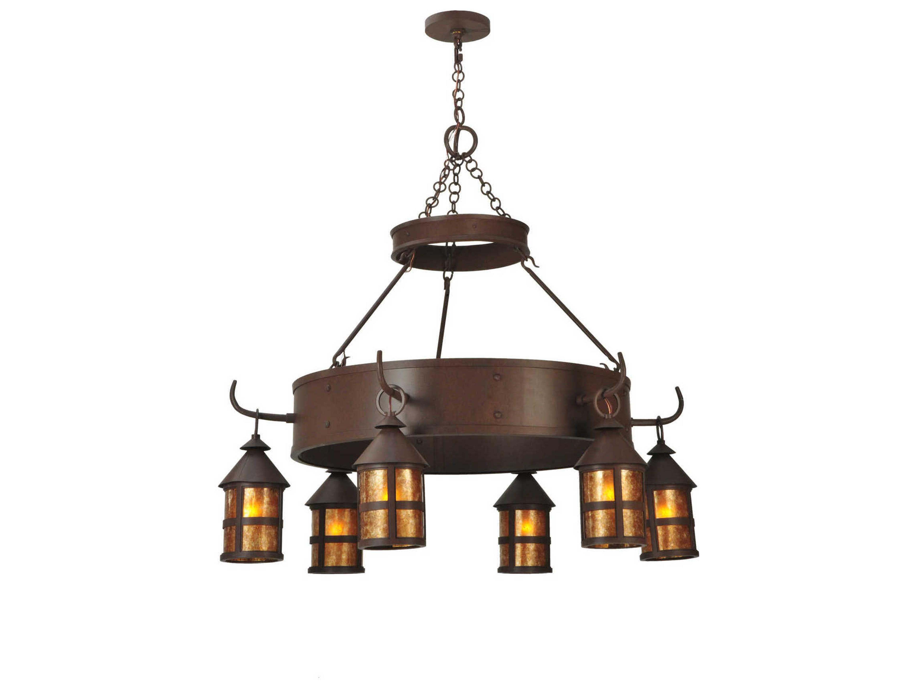 Meyda Mission 6-Light Brown Cylinder Chandelier