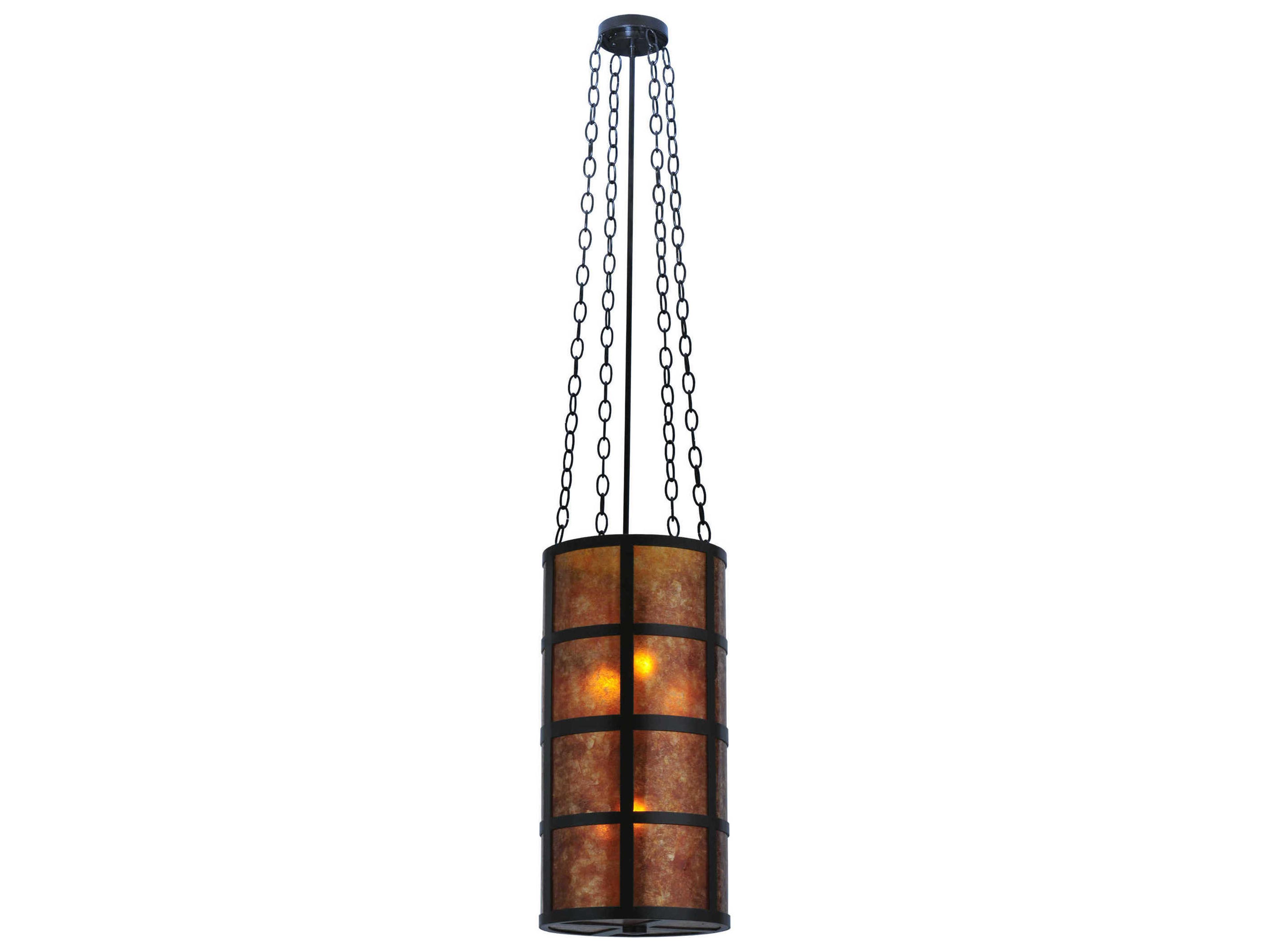 Meyda Mission 4-Light Bronze Cylinder Pendant