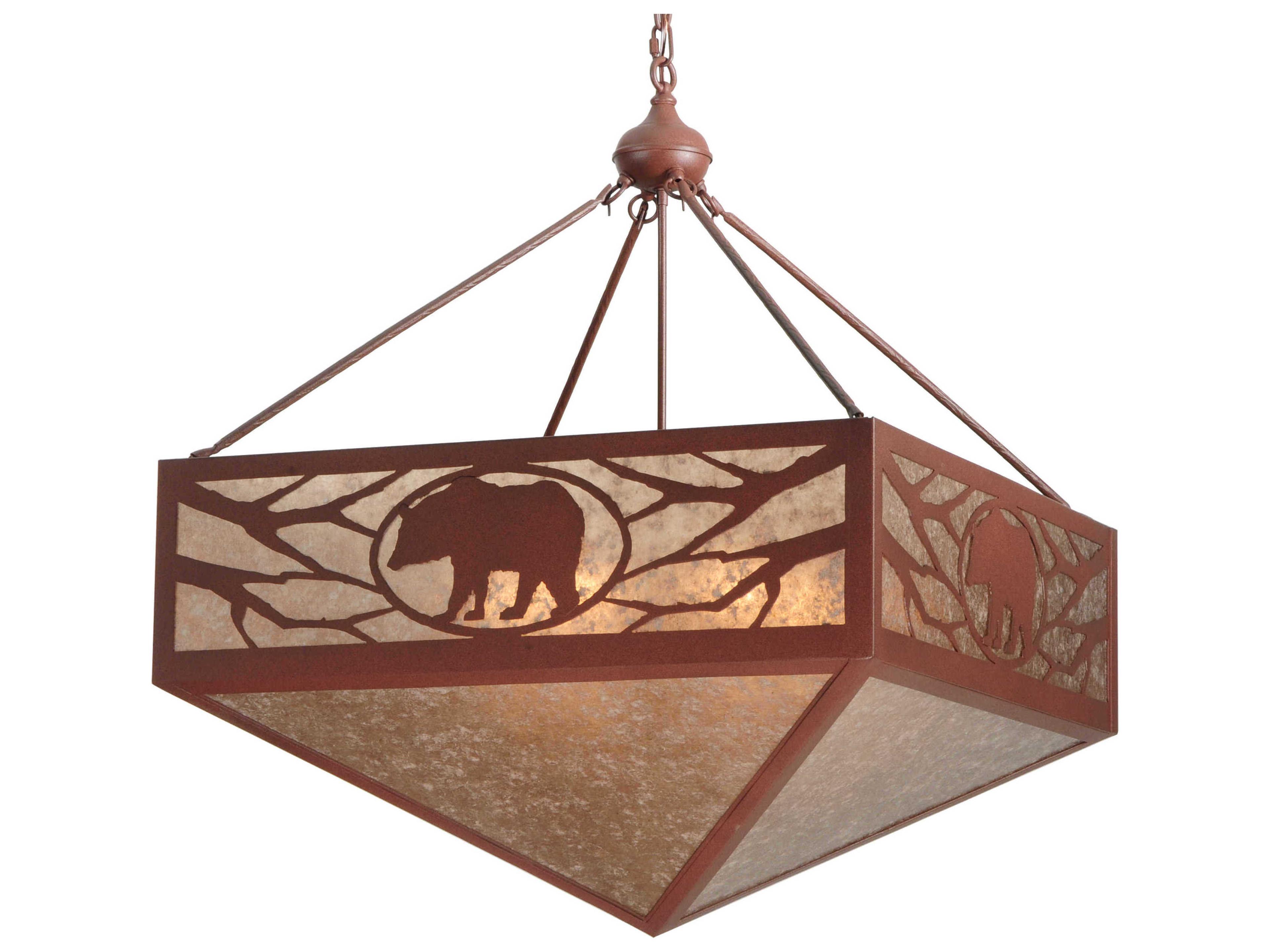 Meyda Mission 6-Light Red Geometric Pendant