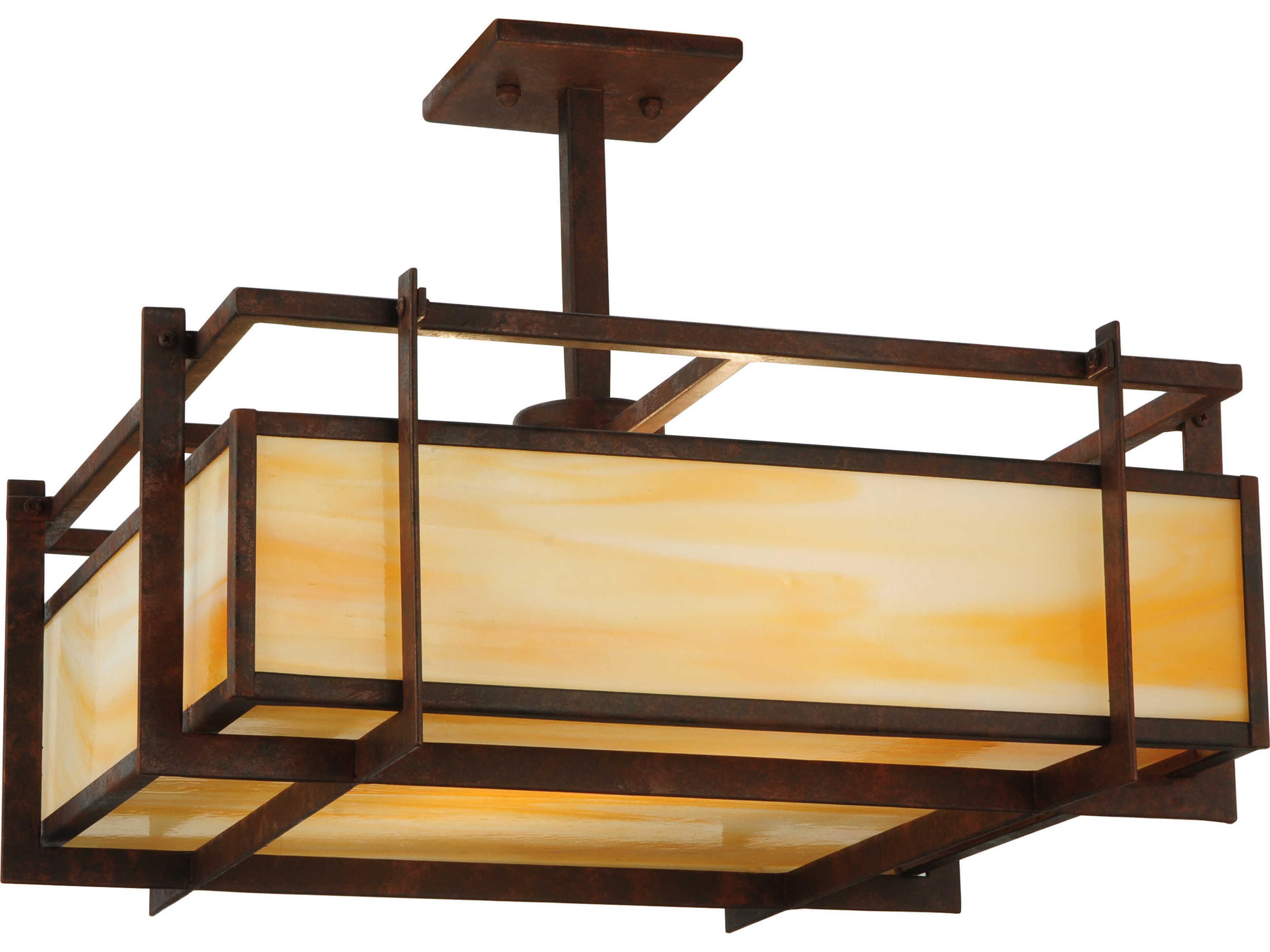 Meyda Mission 2-Light Brown Geometric Pendant