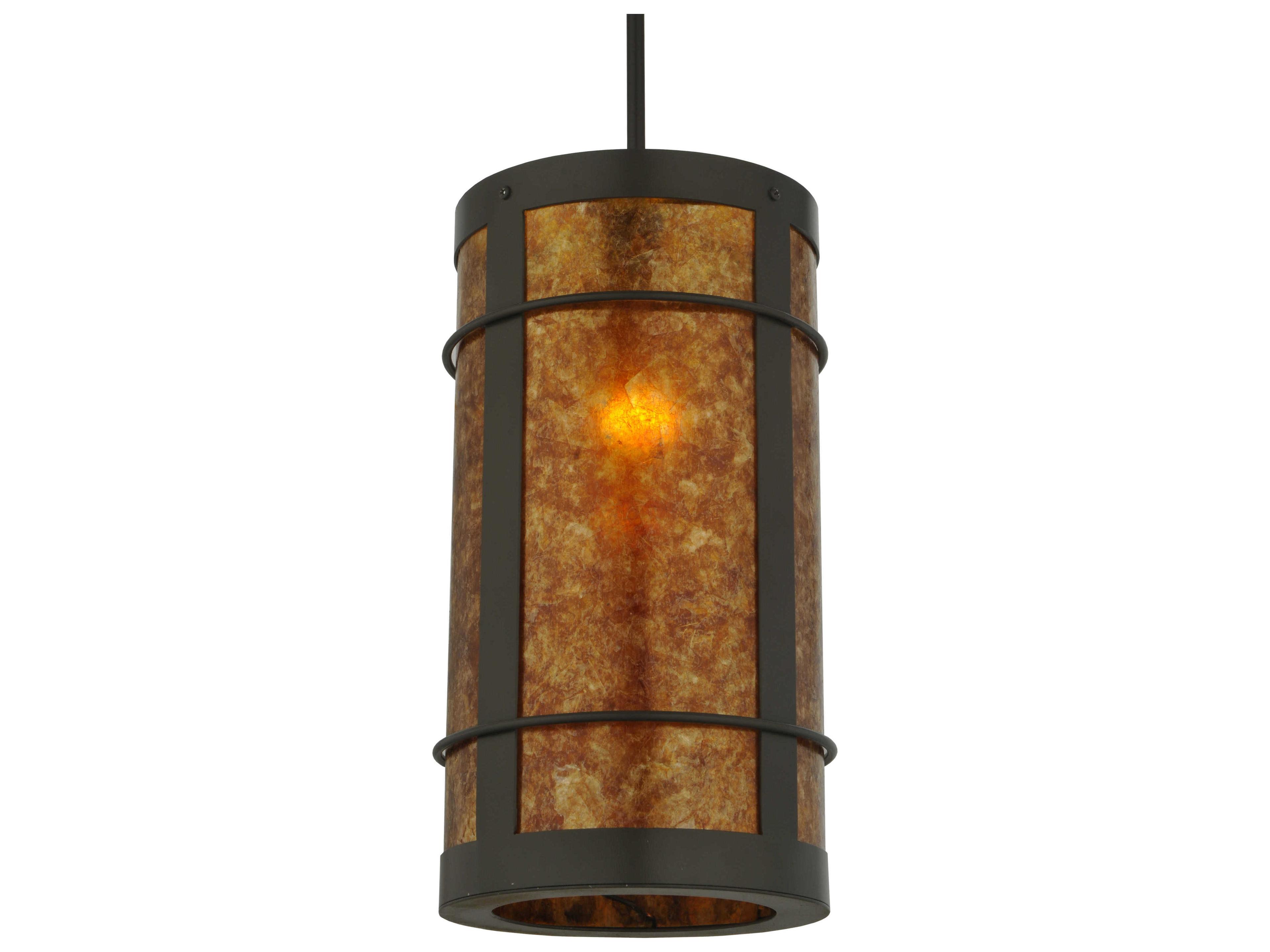 Meyda Mission 1-Light Bronze Cylinder Pendant