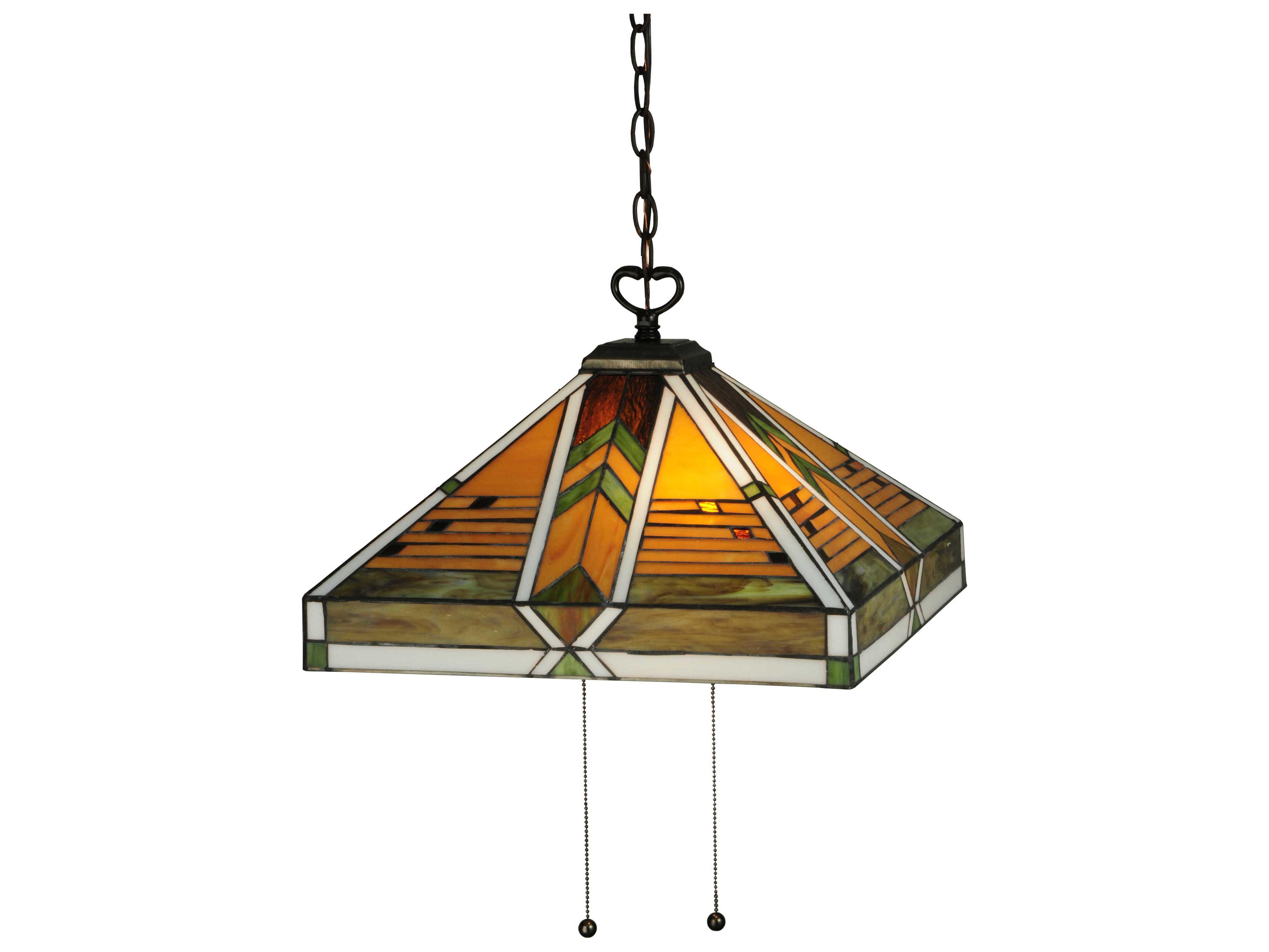 Meyda Abilene 2-Light Brown Tiffany Geometric Pendant