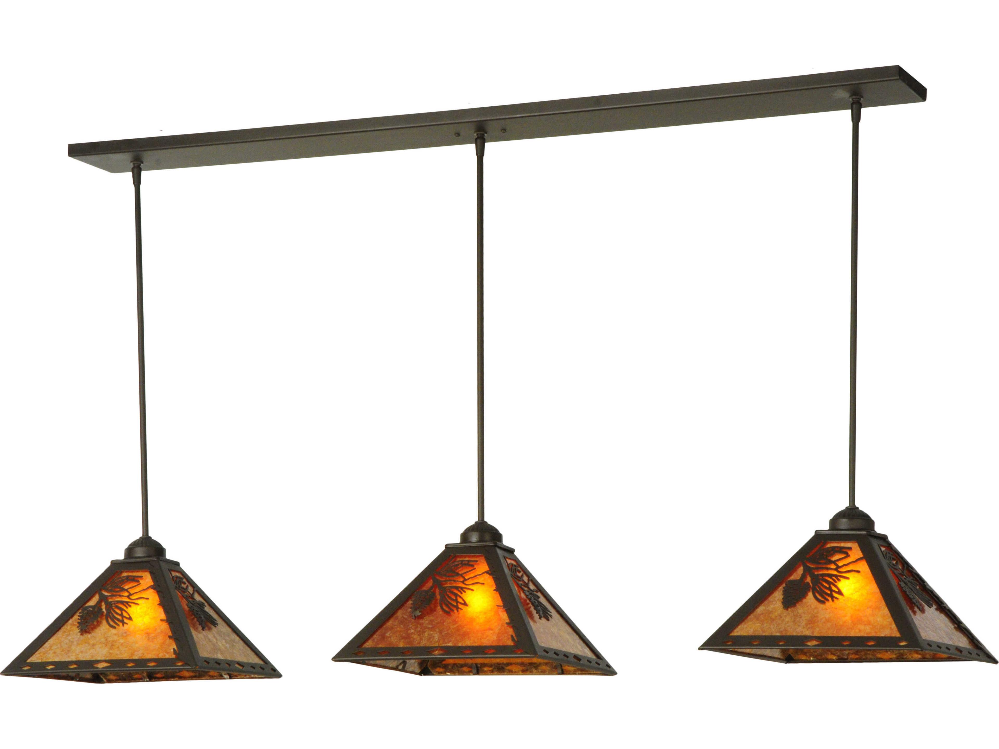 Meyda Mission 3-Light Bronze Geometric Pendant