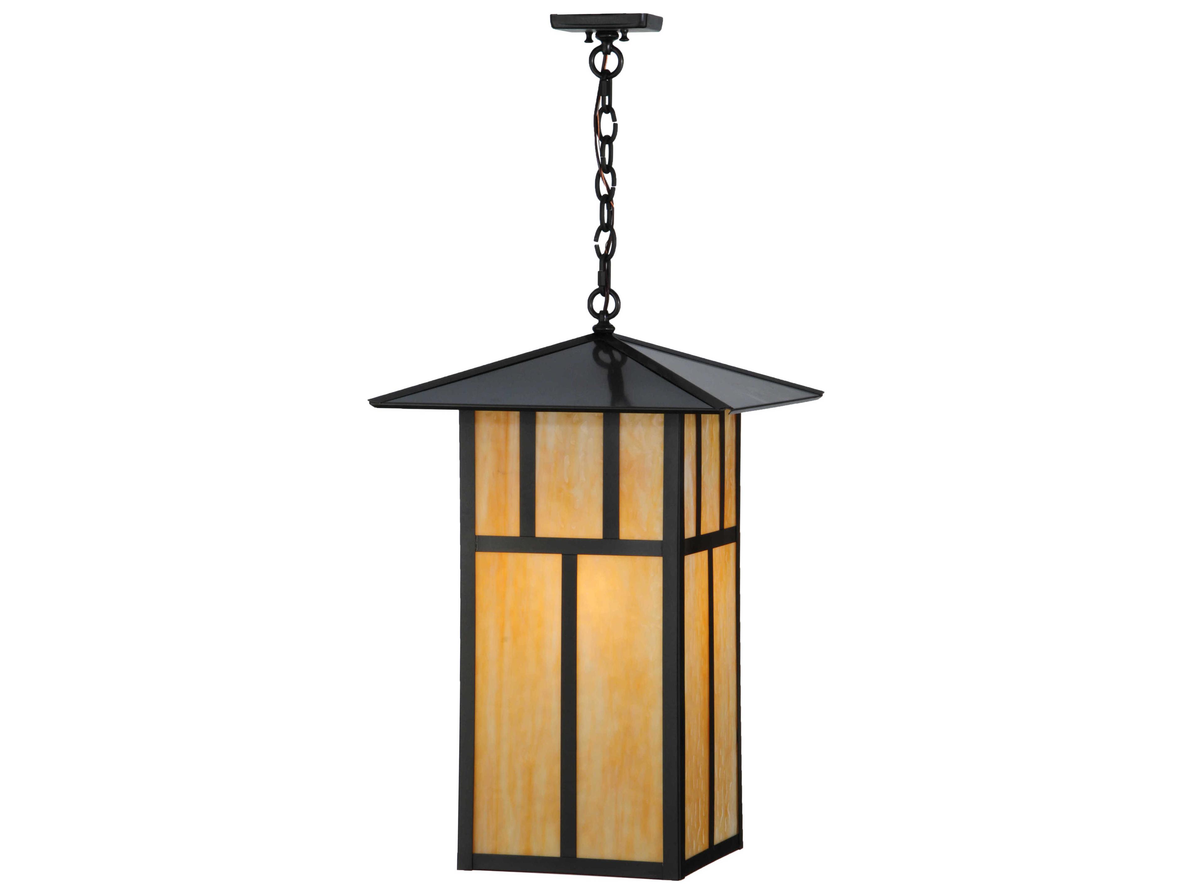 Meyda Seneca Double Bar Mission 3-Light Brown Geometric Lantern Pendant