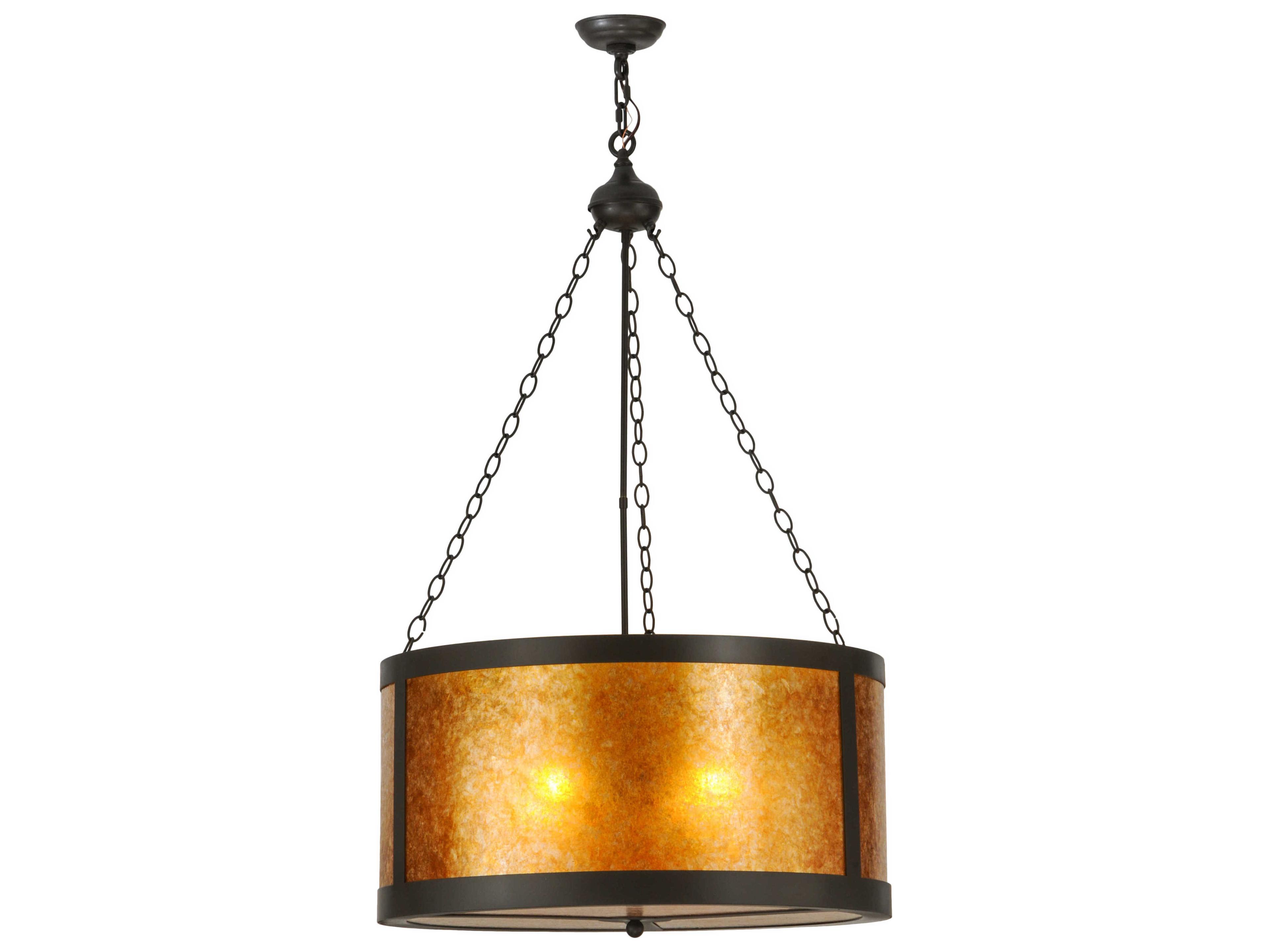 Meyda Mission 4-Light Bronze Drum Pendant