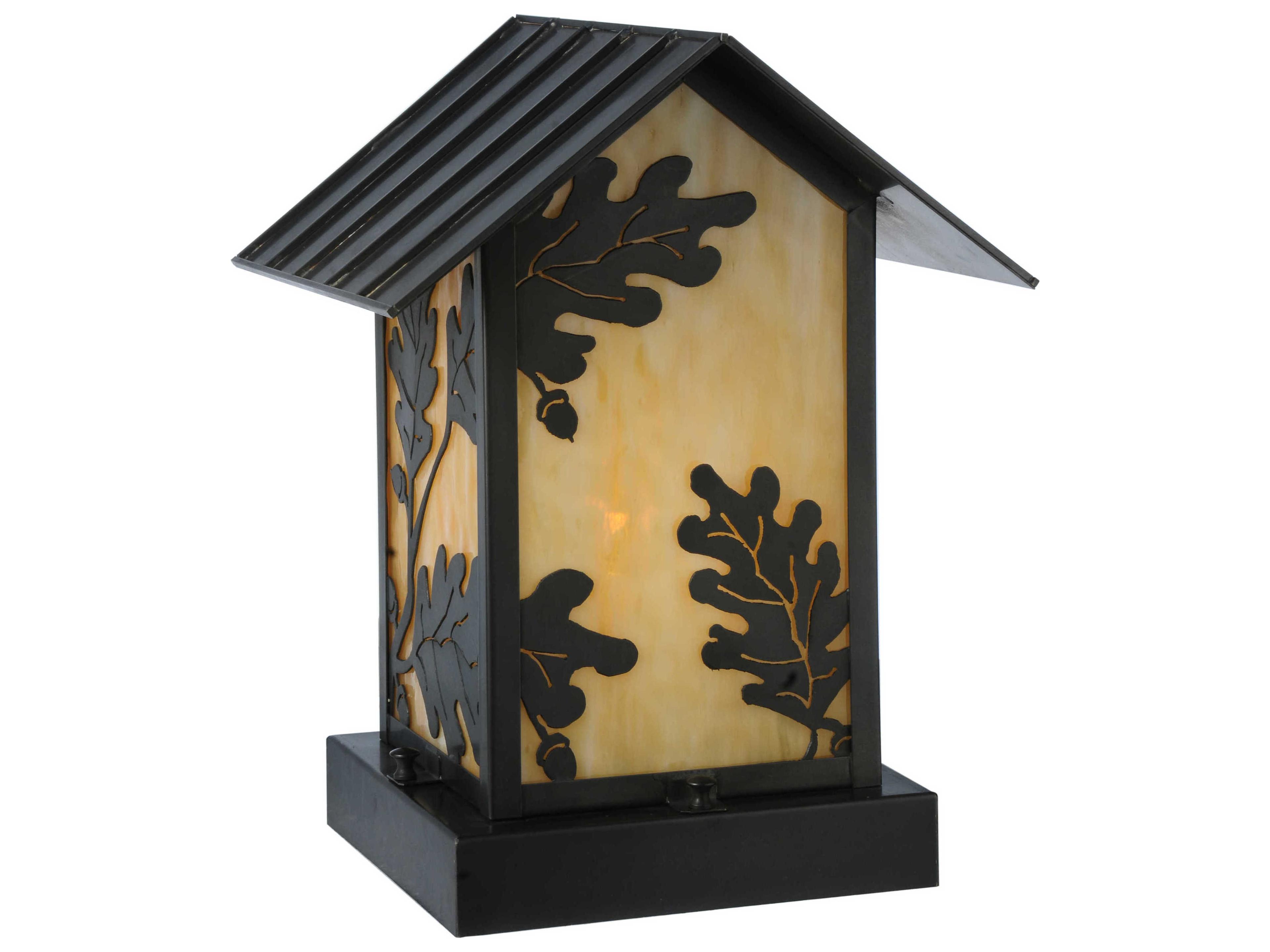 Seneca Oak Leaf Beige Craftsman Outdoor Pier Mount Light