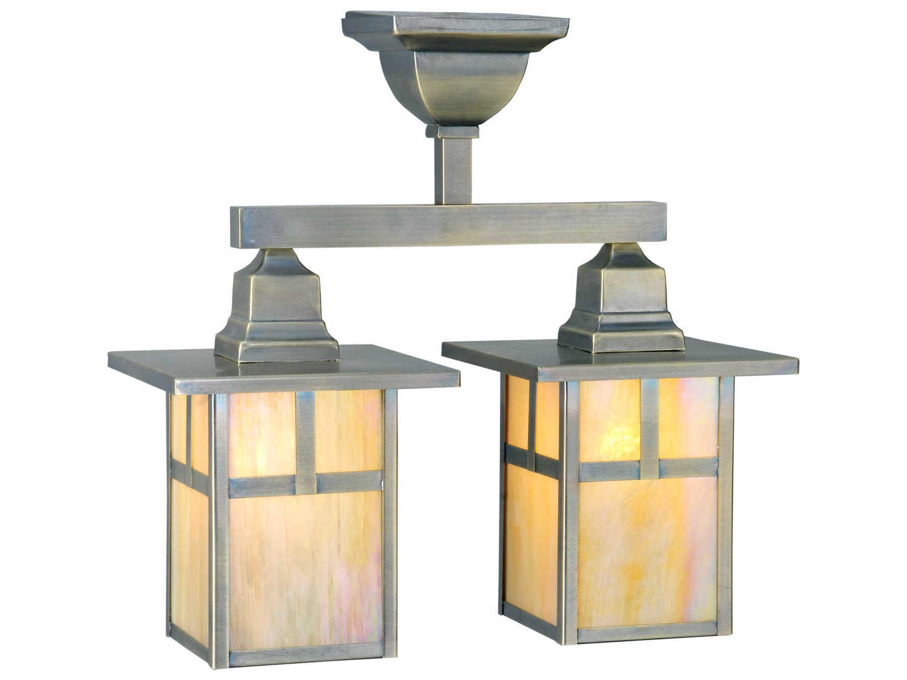 Meyda Mission 2-Light Brown Lantern Semi Flush Mount