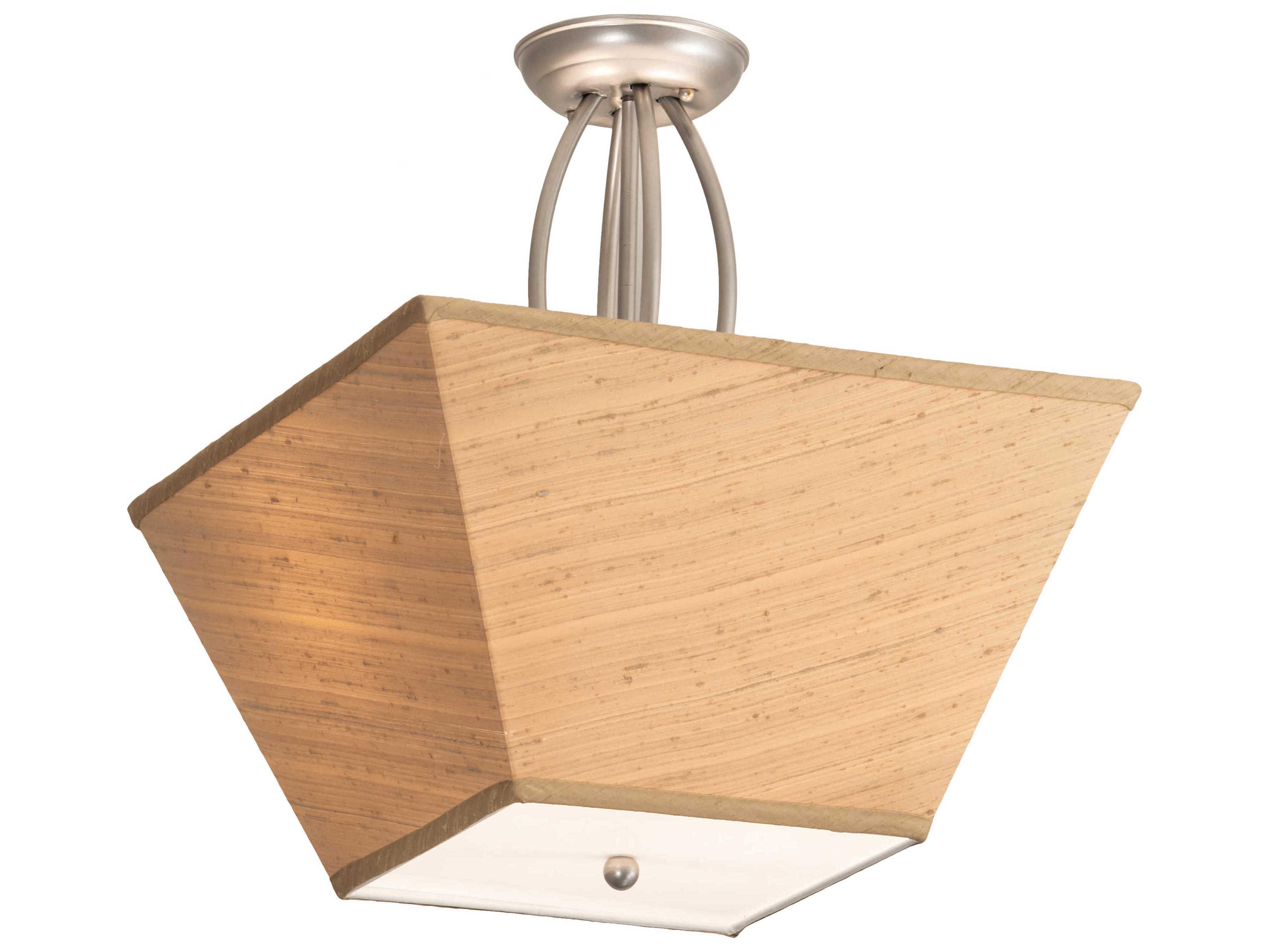 Meyda Mission 2-Light Nickel Geometric Semi Flush Mount