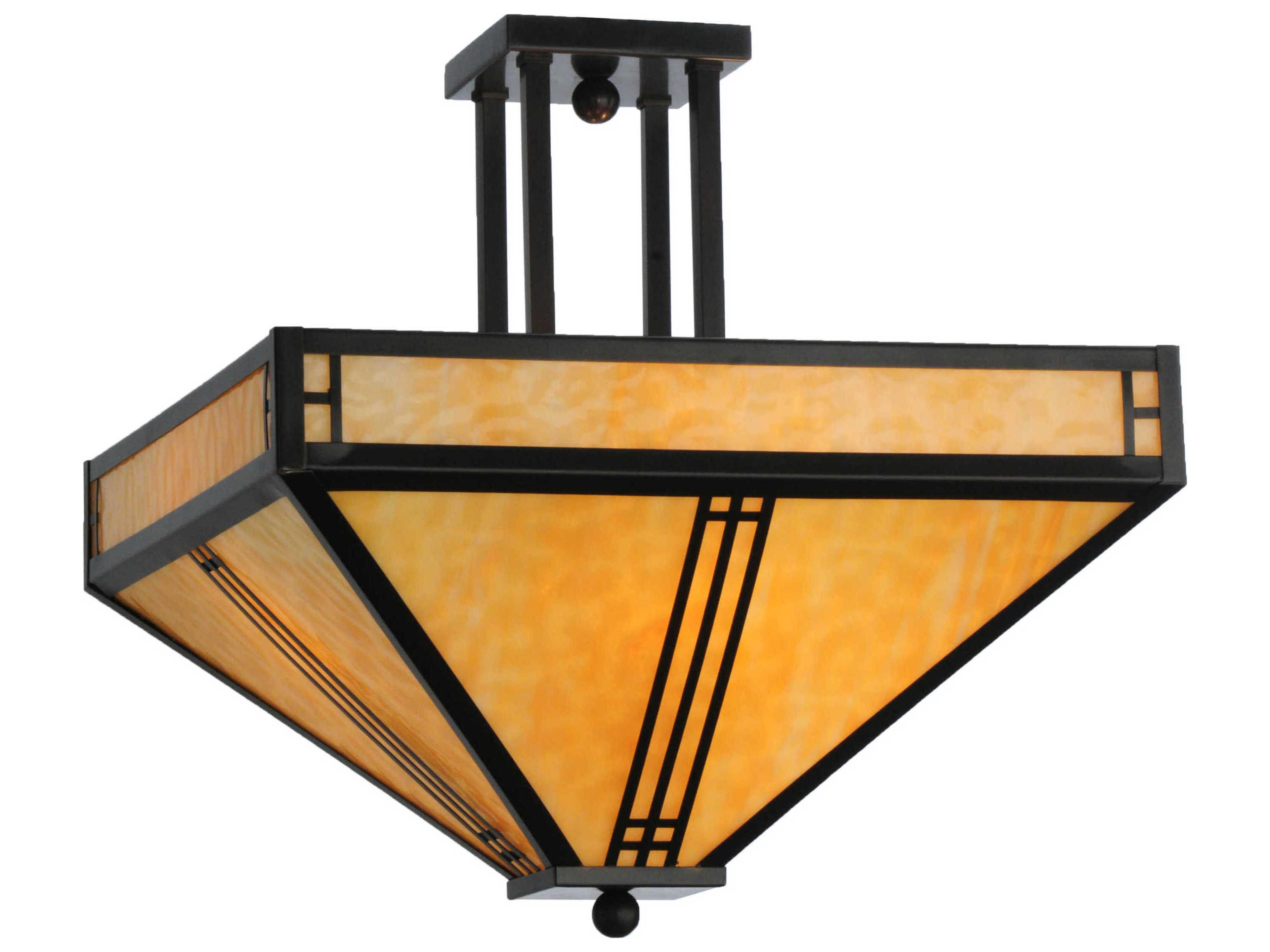 Meyda Mission 4-Light Brown Geometric Semi Flush Mount