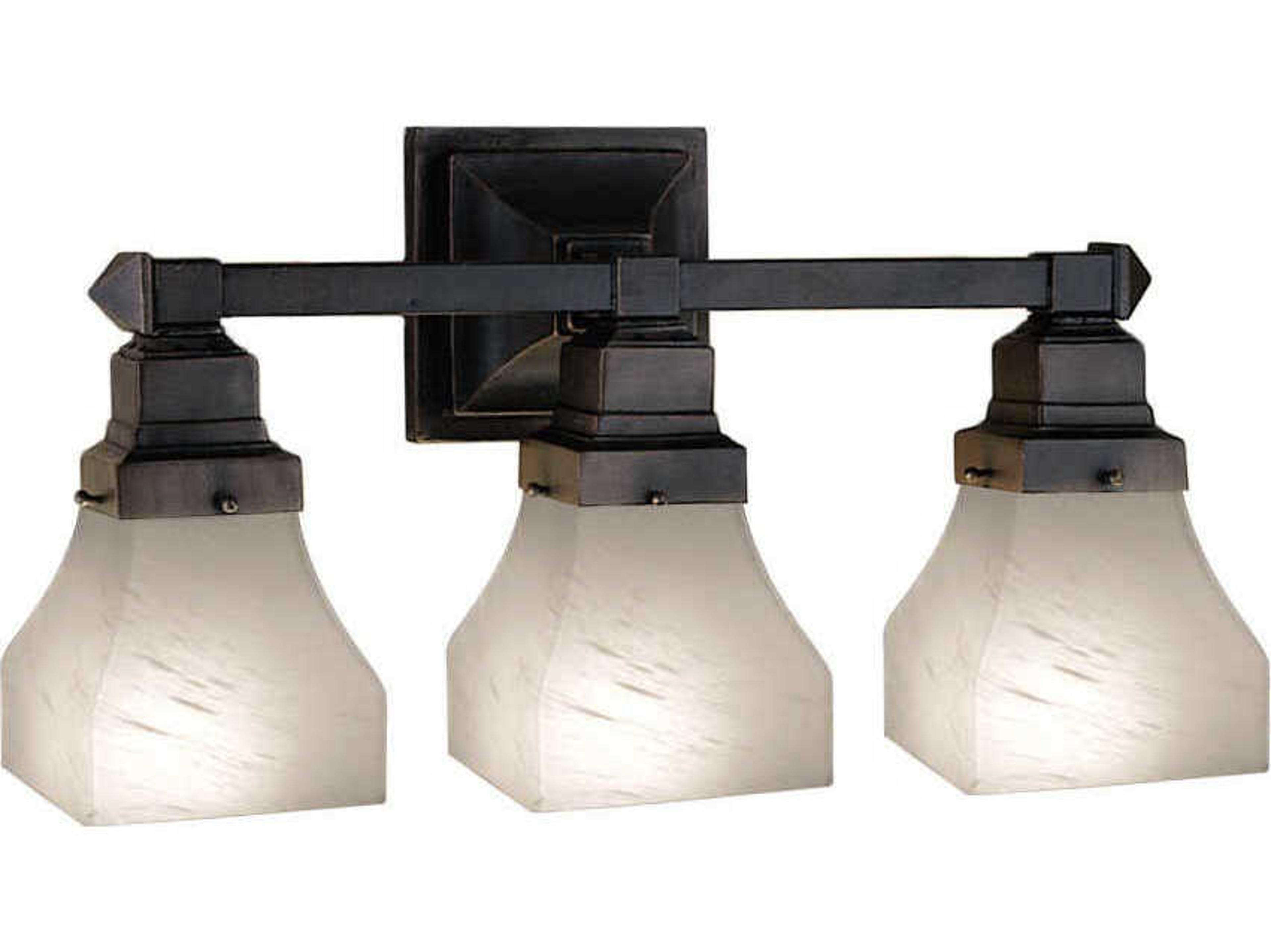 Meyda Mission 3-Light Bronze Glass Vanity Light