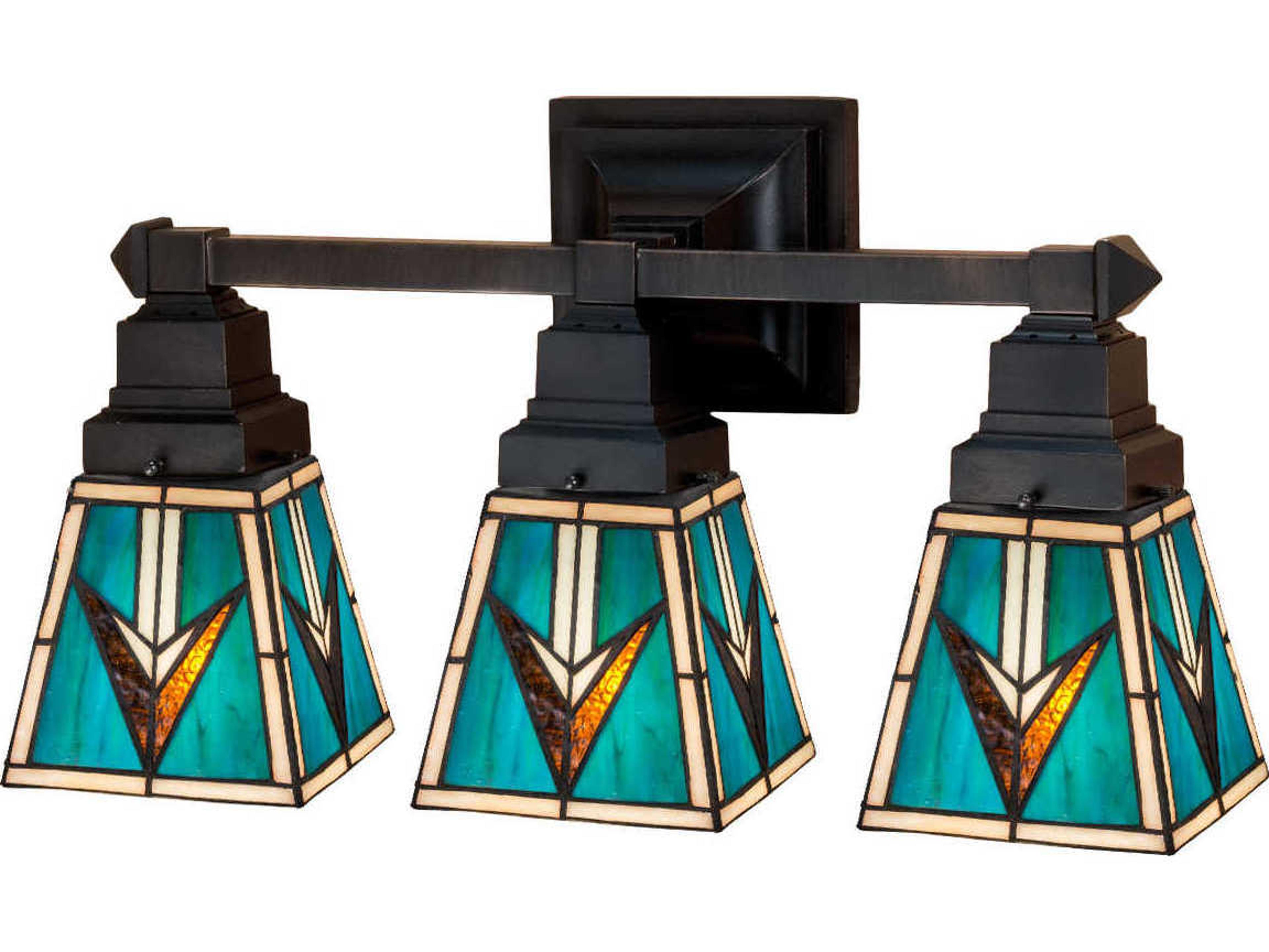 Meyda Mission 3-Light Black Tiffany Vanity Light