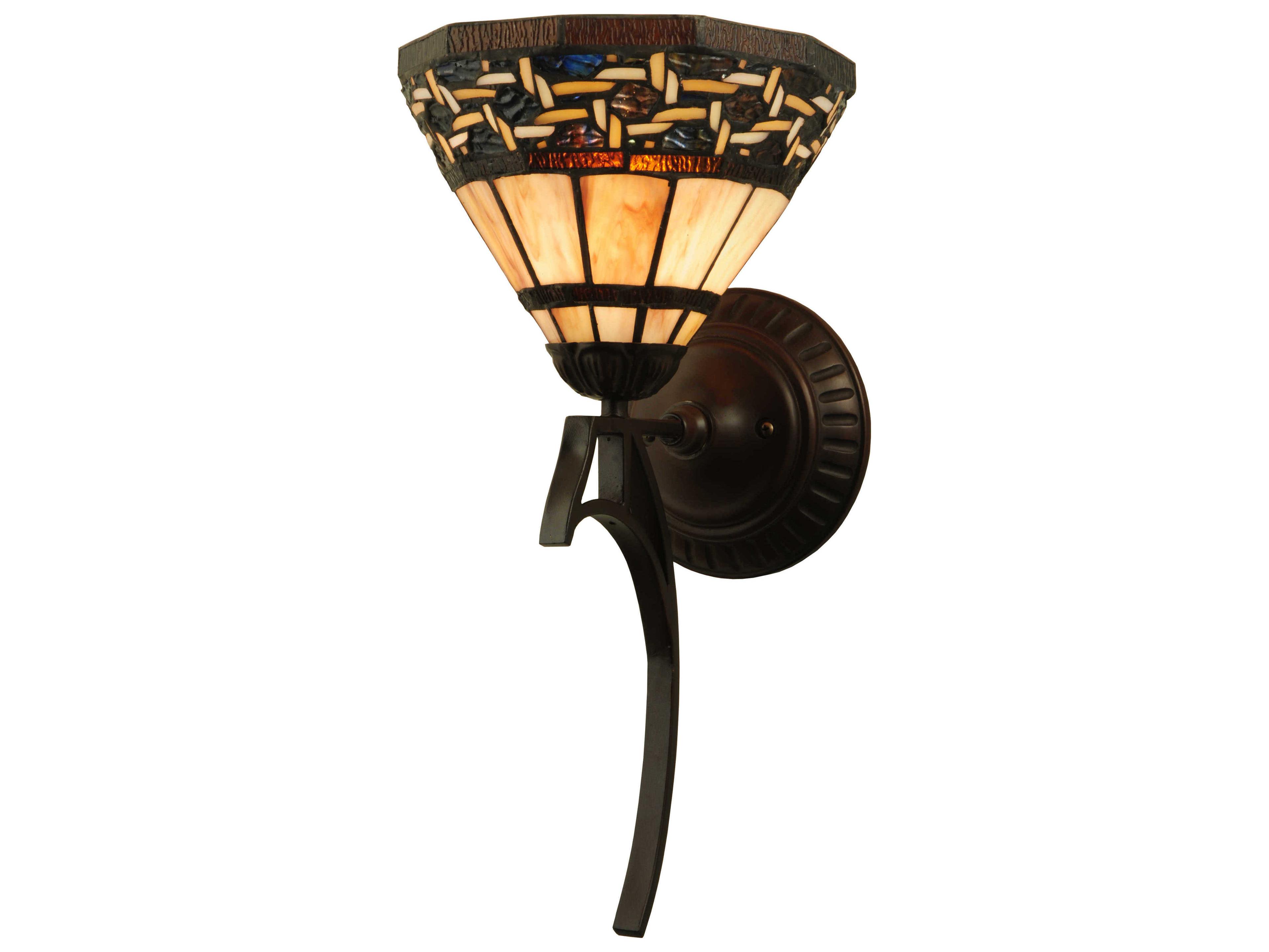 Meyda Mission 1-Light Bronze Tiffany Wall Sconce