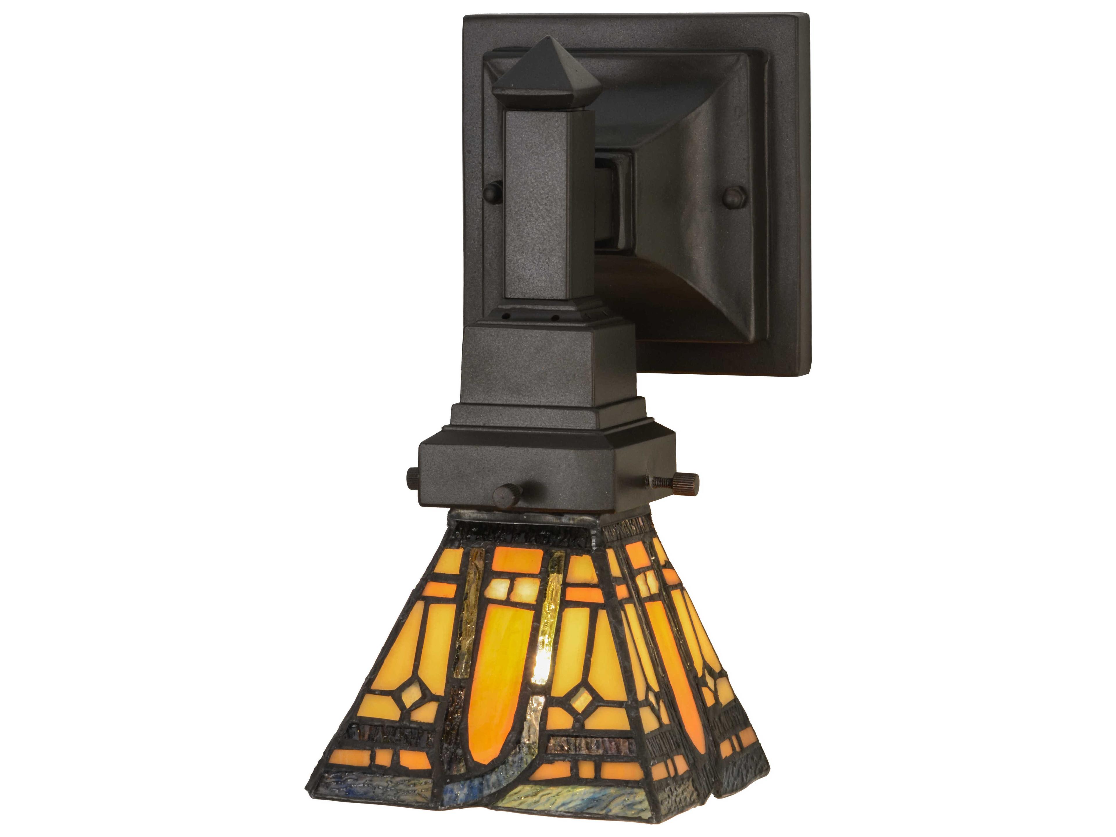Meyda Mission 1-Light Bronze Glass Wall Sconce