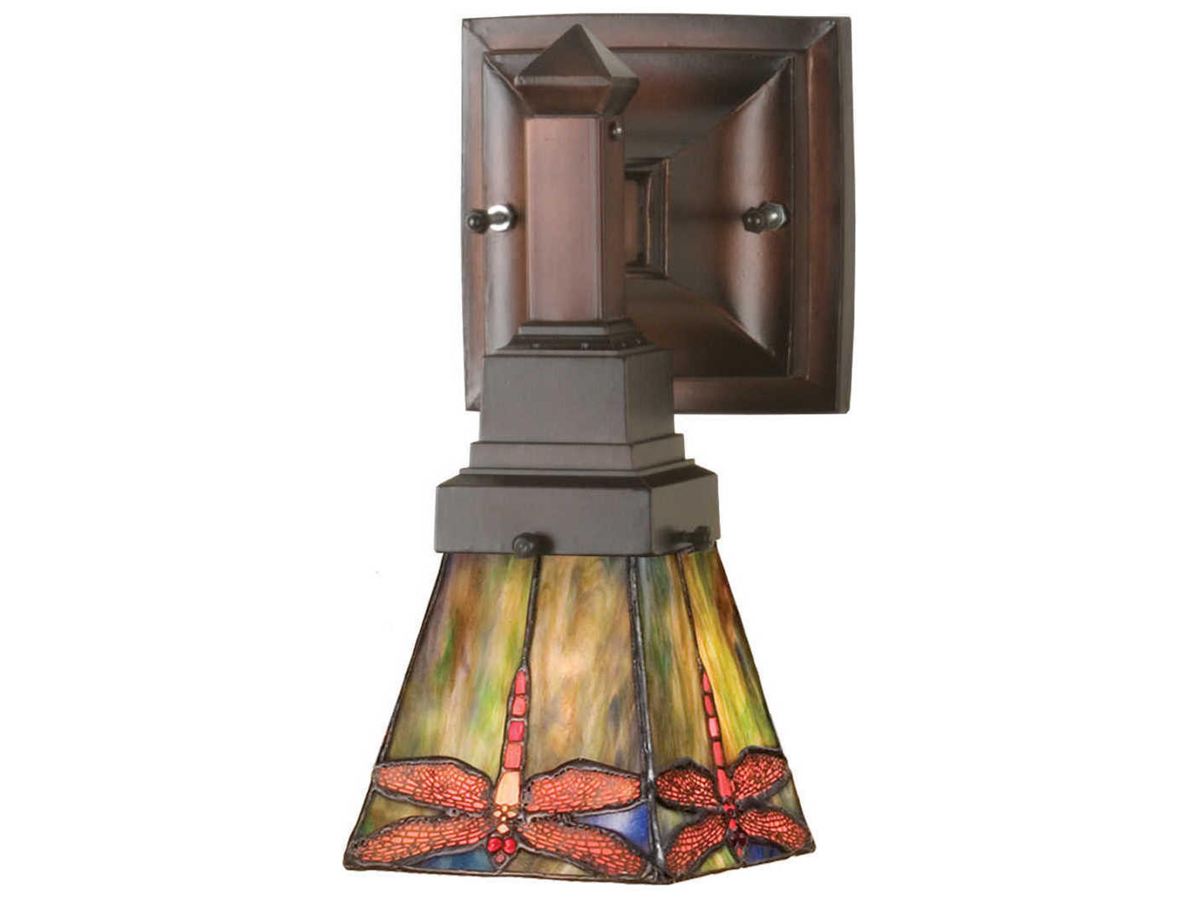 Meyda Mission 1-Light Bronze Tiffany Wall Sconce