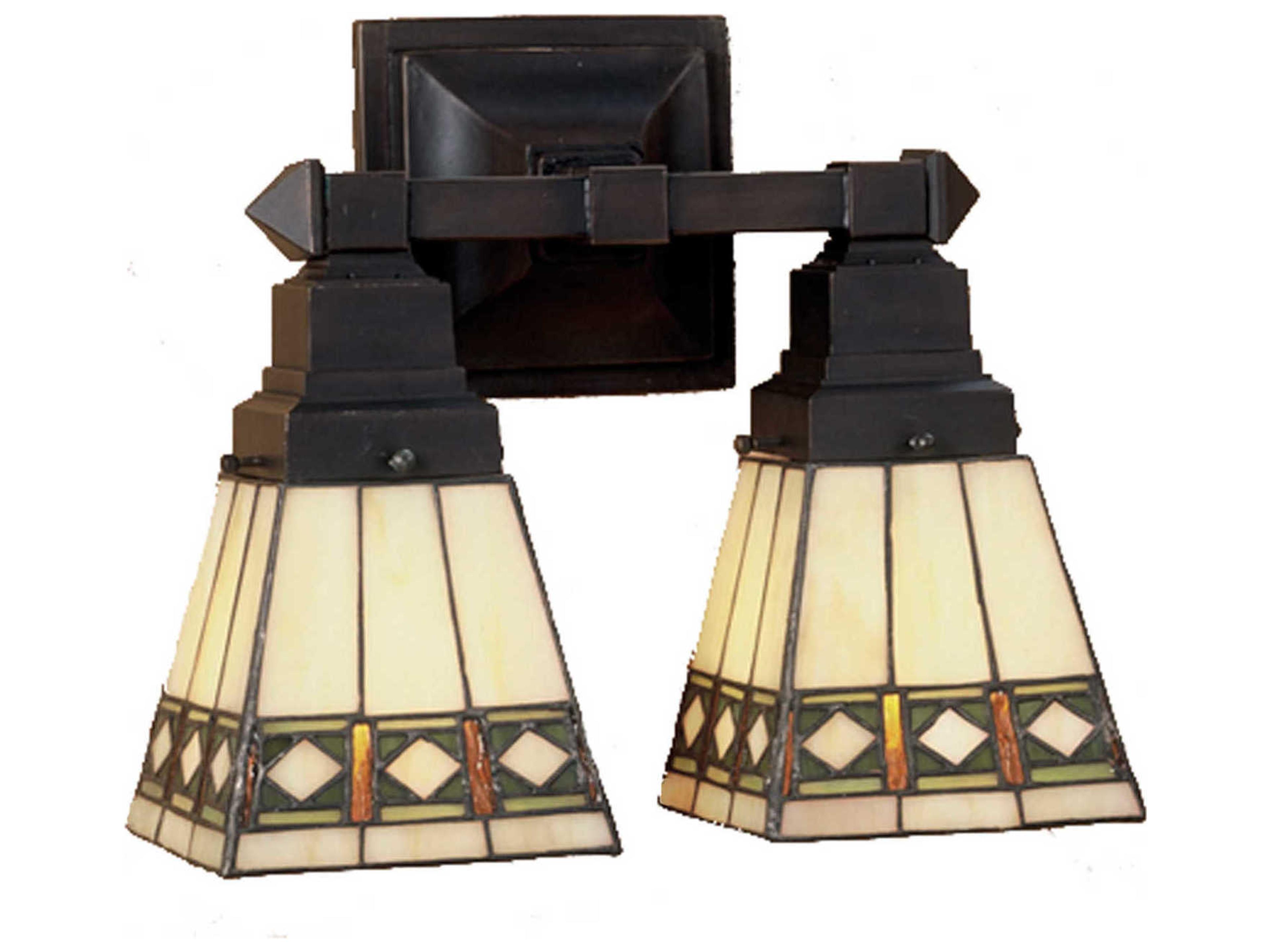 Meyda Mission 2-Light Bronze Tiffany Wall Sconce