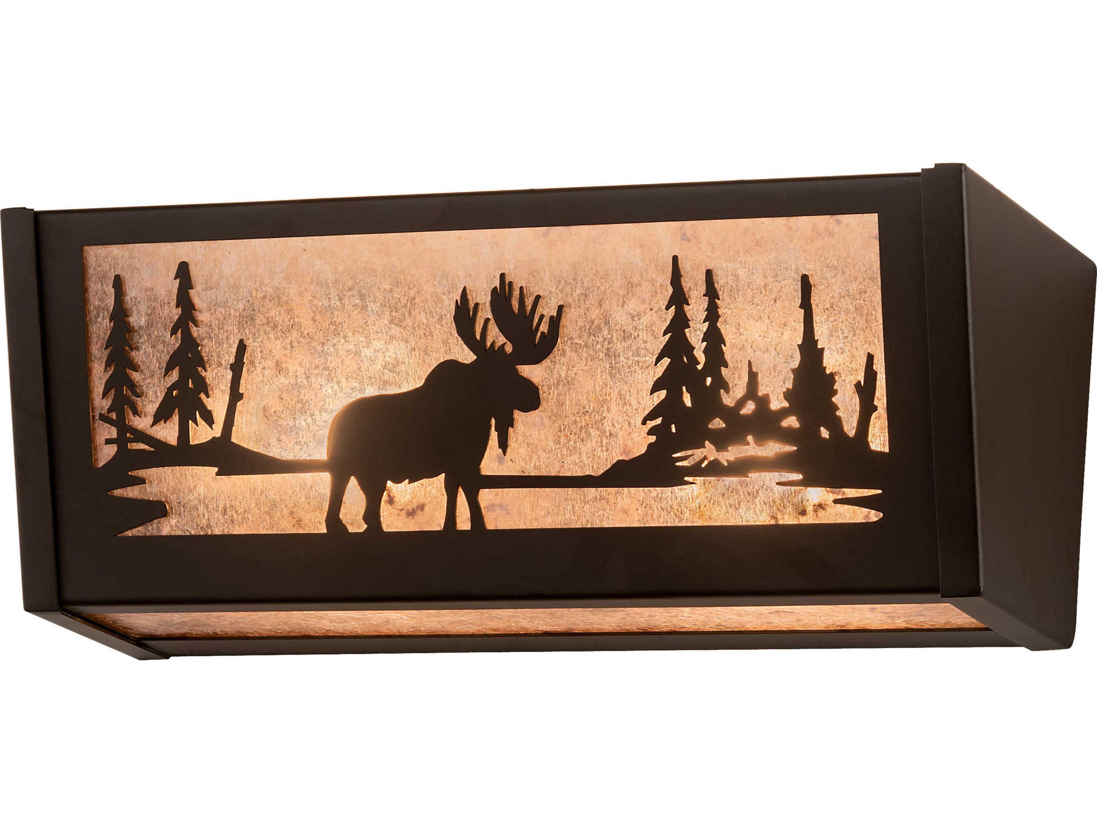 Meyda Moose At Lake 2-Light Oil Rubbed Bronze Silver Vanity Light
