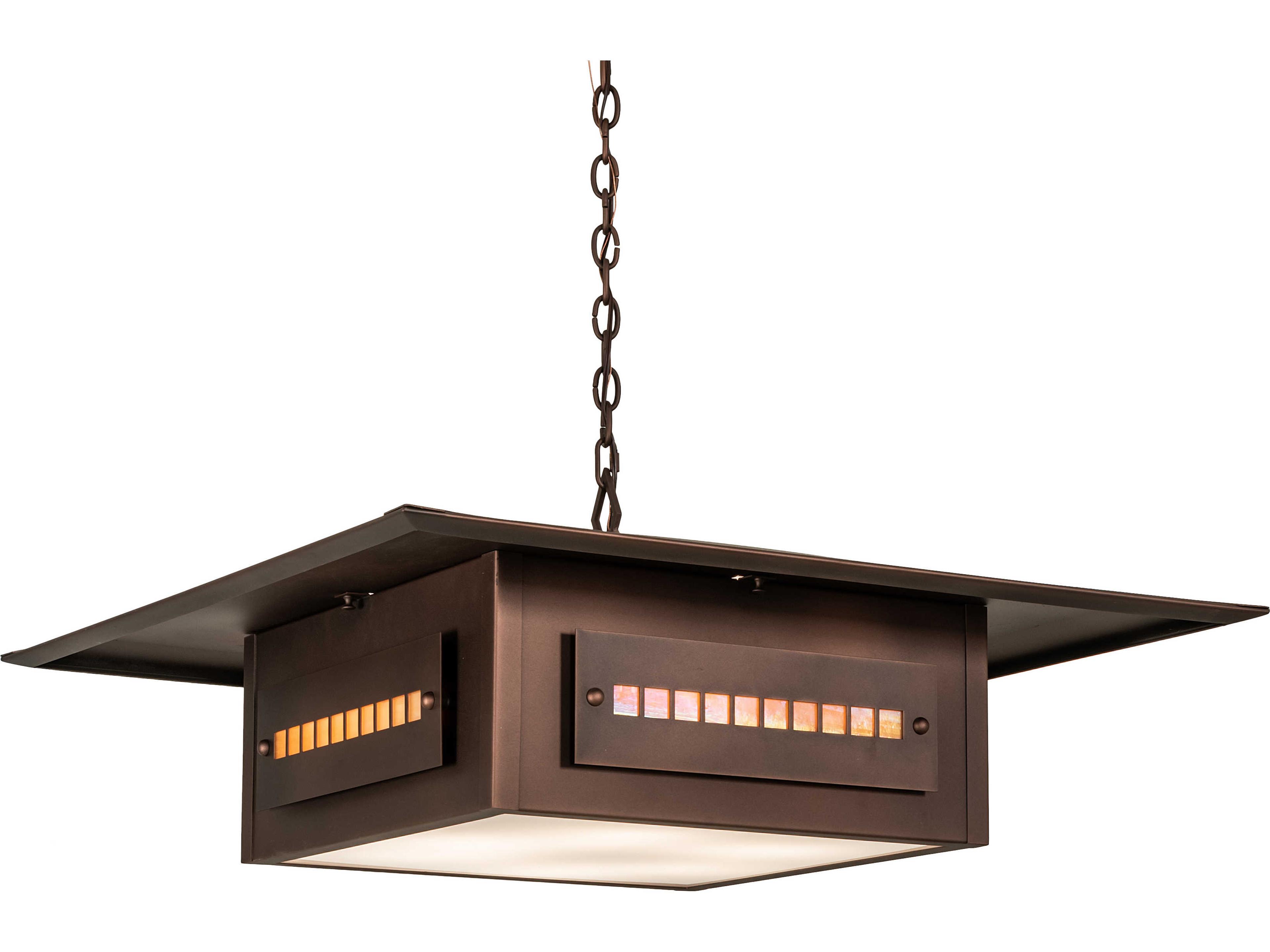 Meyda Moss Creek 6-Light Cinnamon Coffee Metalic Brown Glass Geometric Pendant