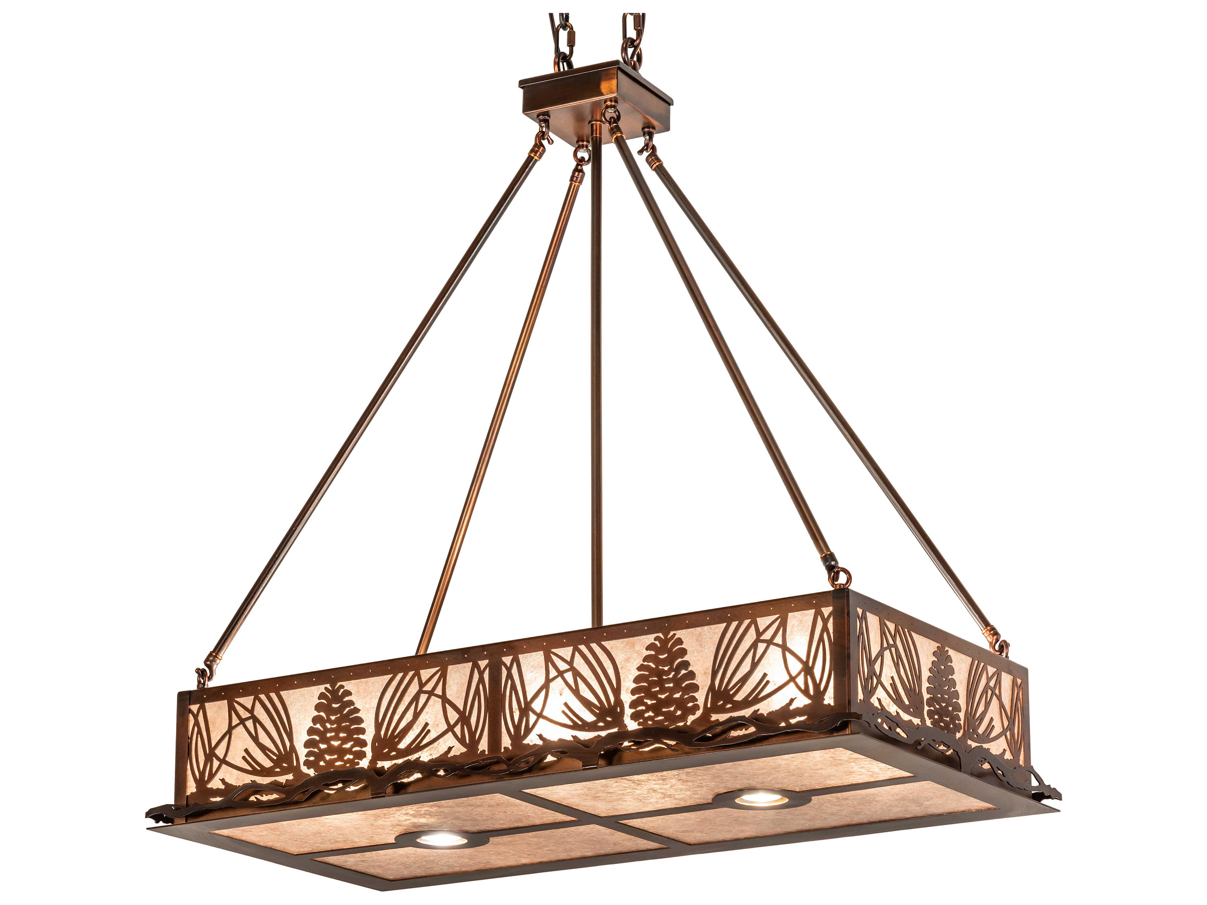 Meyda Mountain Pine 6 2 Light Vintage Copper Geometric Island Pendant