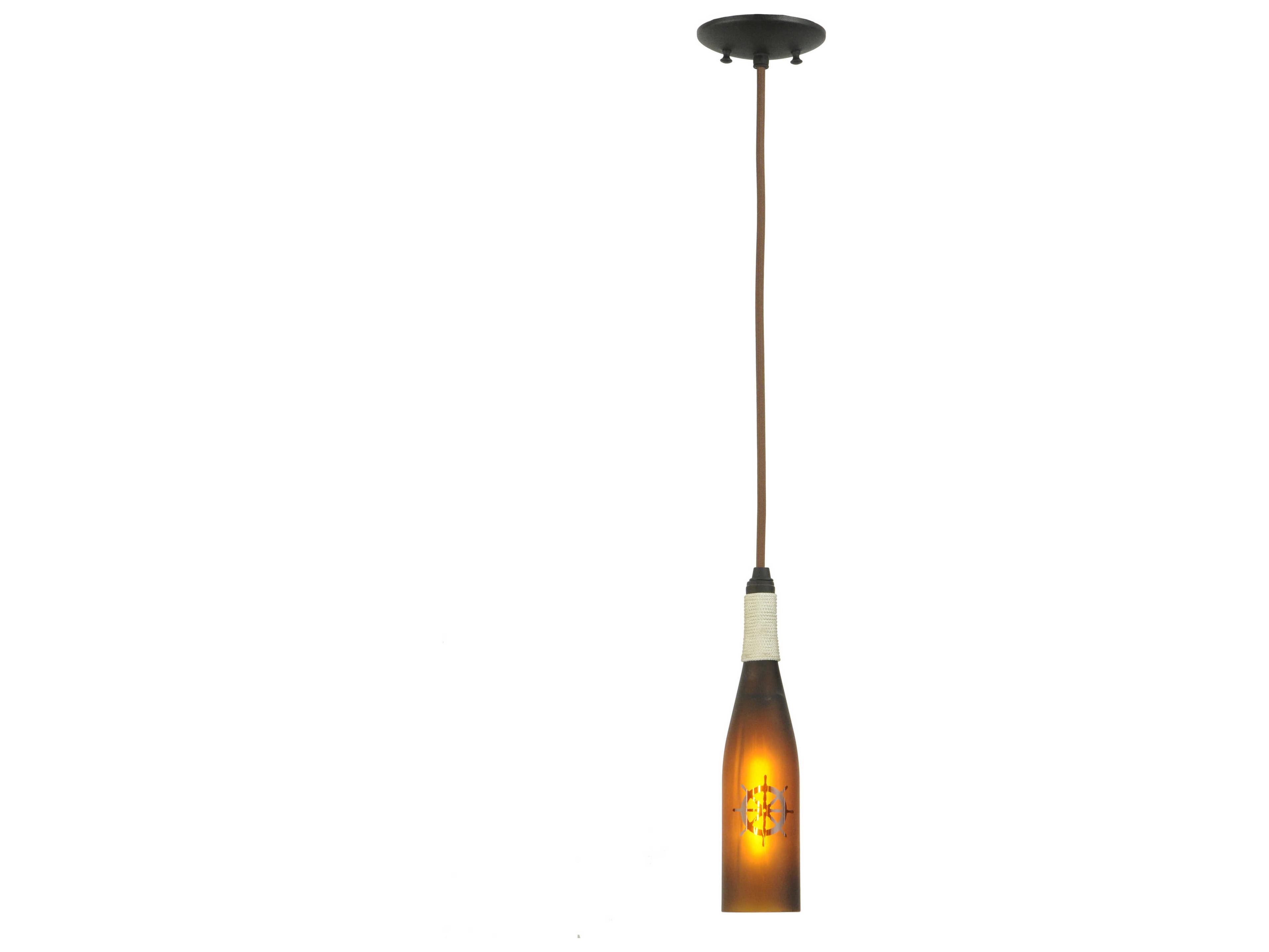 Meyda Nautical 1-Light Black Glass Mini Pendant