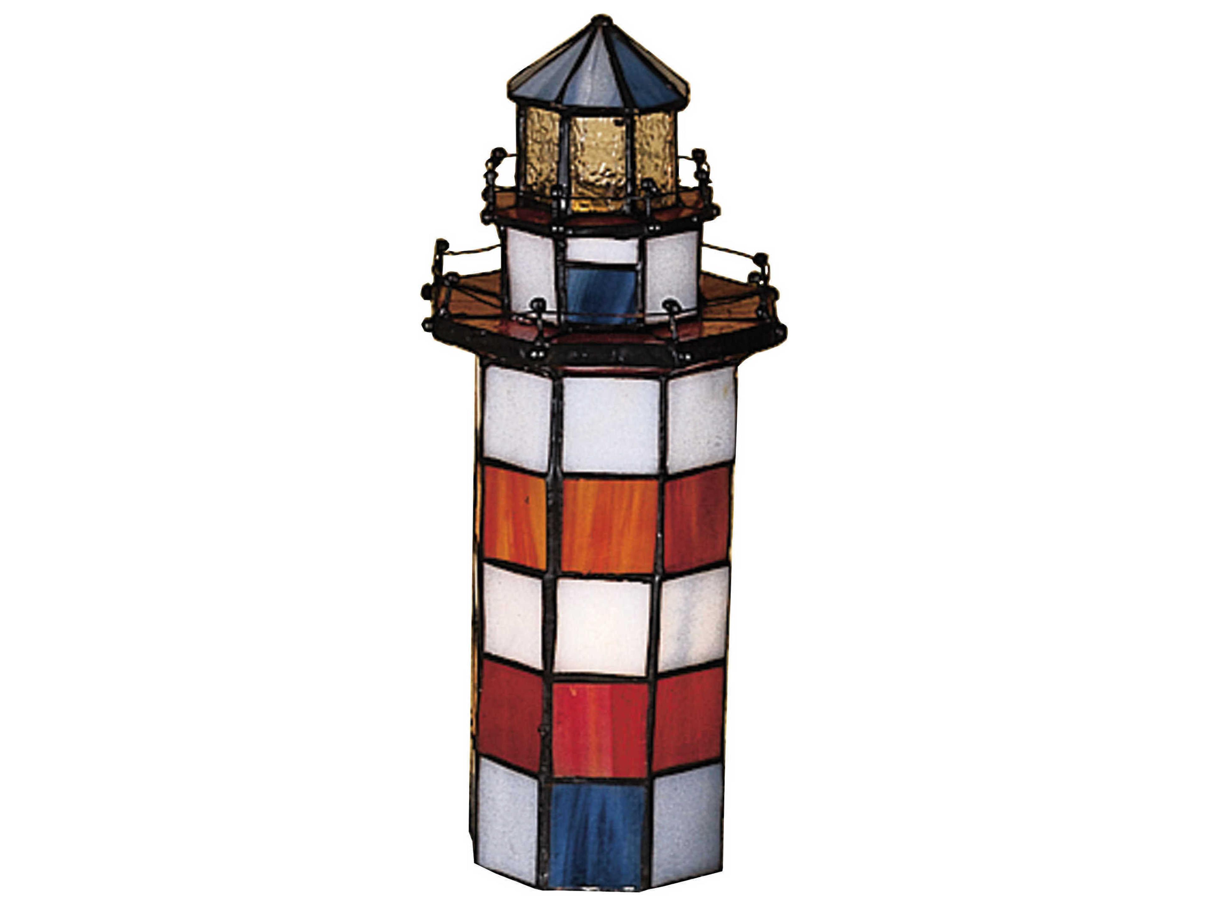 Meyda The Lighthouse On on Stained Glass White Table Lamp