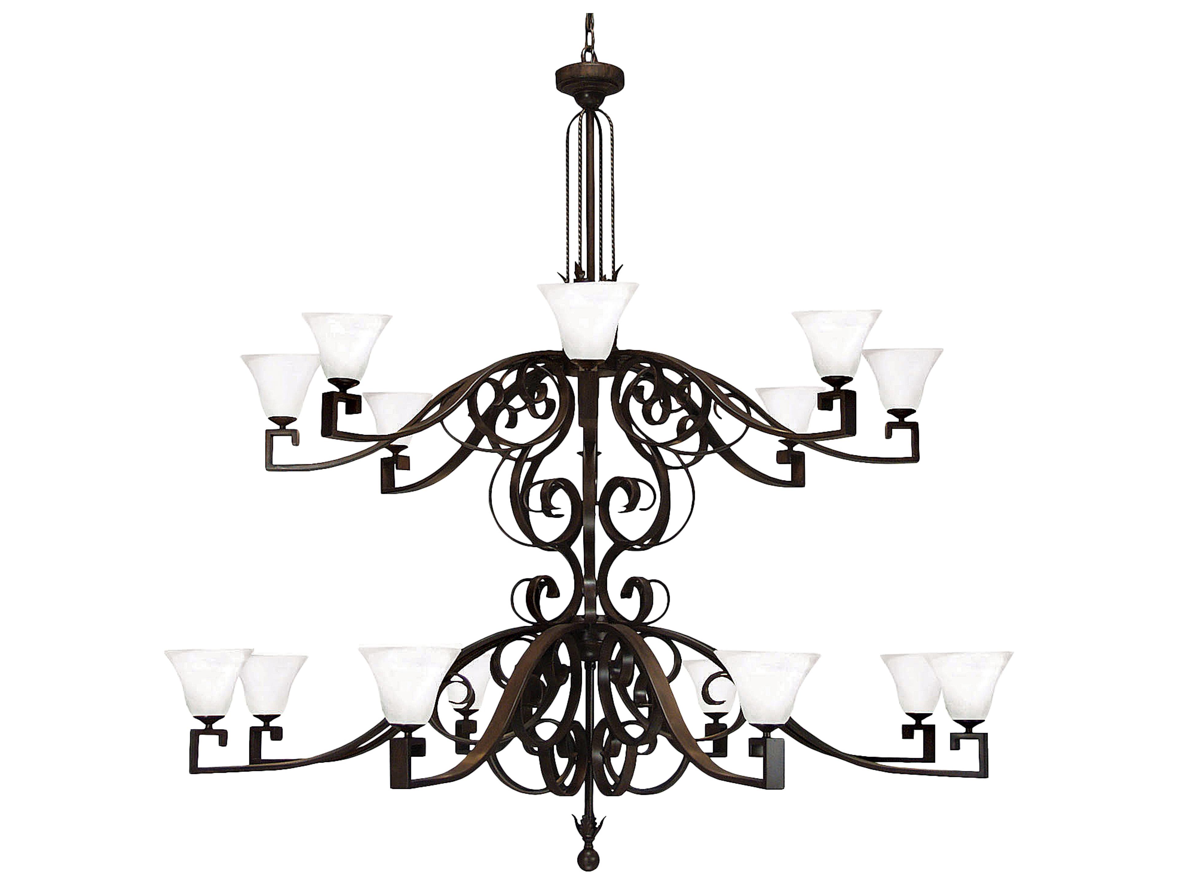Meyda Noah 16-Light6-Light Rustic Iron Black Glass Tiered Chandelier