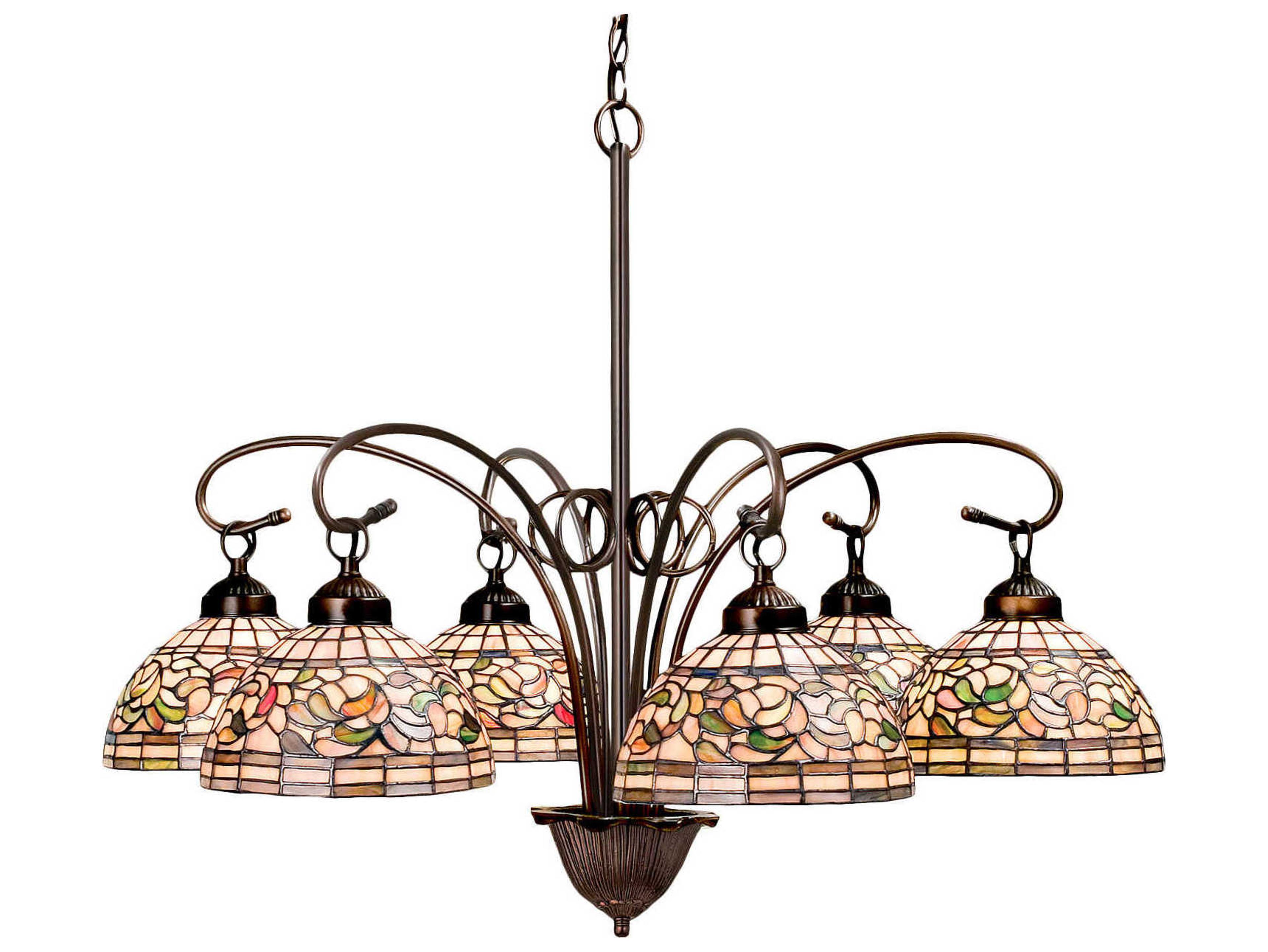 Meyda Nouveau 6-Light Bronze Tiffany Dome Chandelier