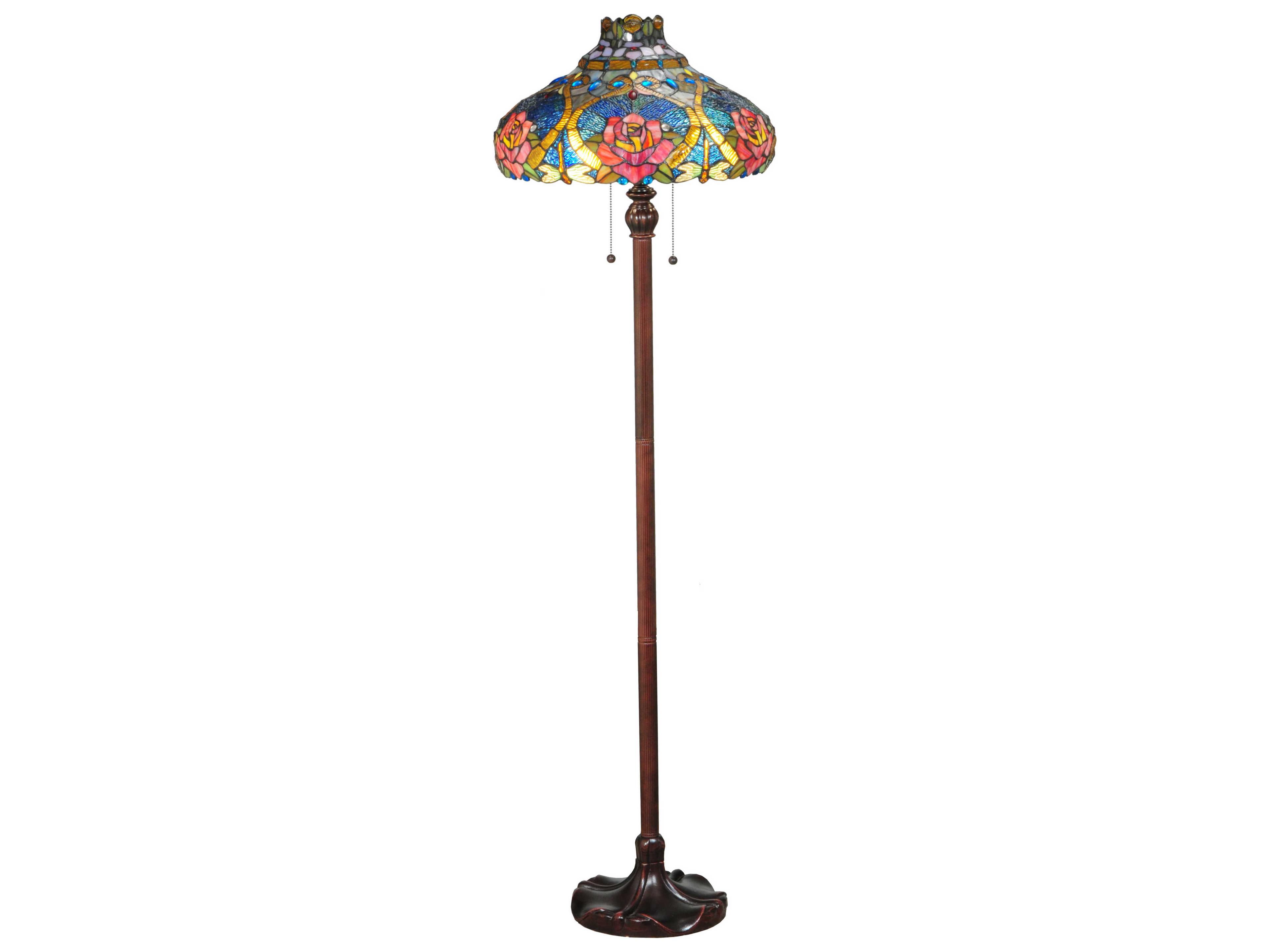 Meyda Dragonfly Rose Bronze Tiffany Floor Lamp